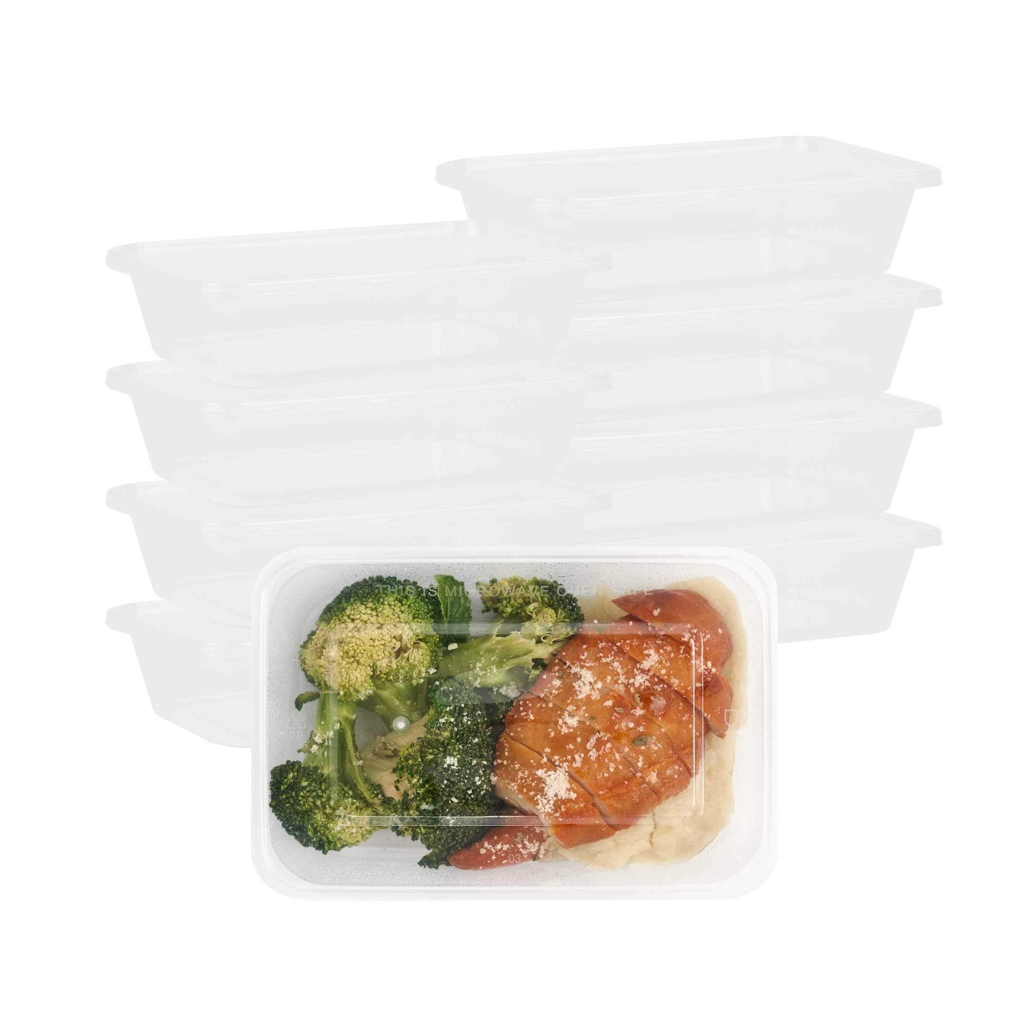 SustainaLite 17 oz Rectangle Clear Plastic Food Container - with Lid, Microwavable - 6" x 3 3/4" x 1 1/2" - 50 count box