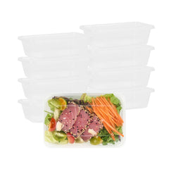 SustainaLite 22 oz Rectangle Clear Plastic Food Container - with Lid, Microwavable - 5 3/4