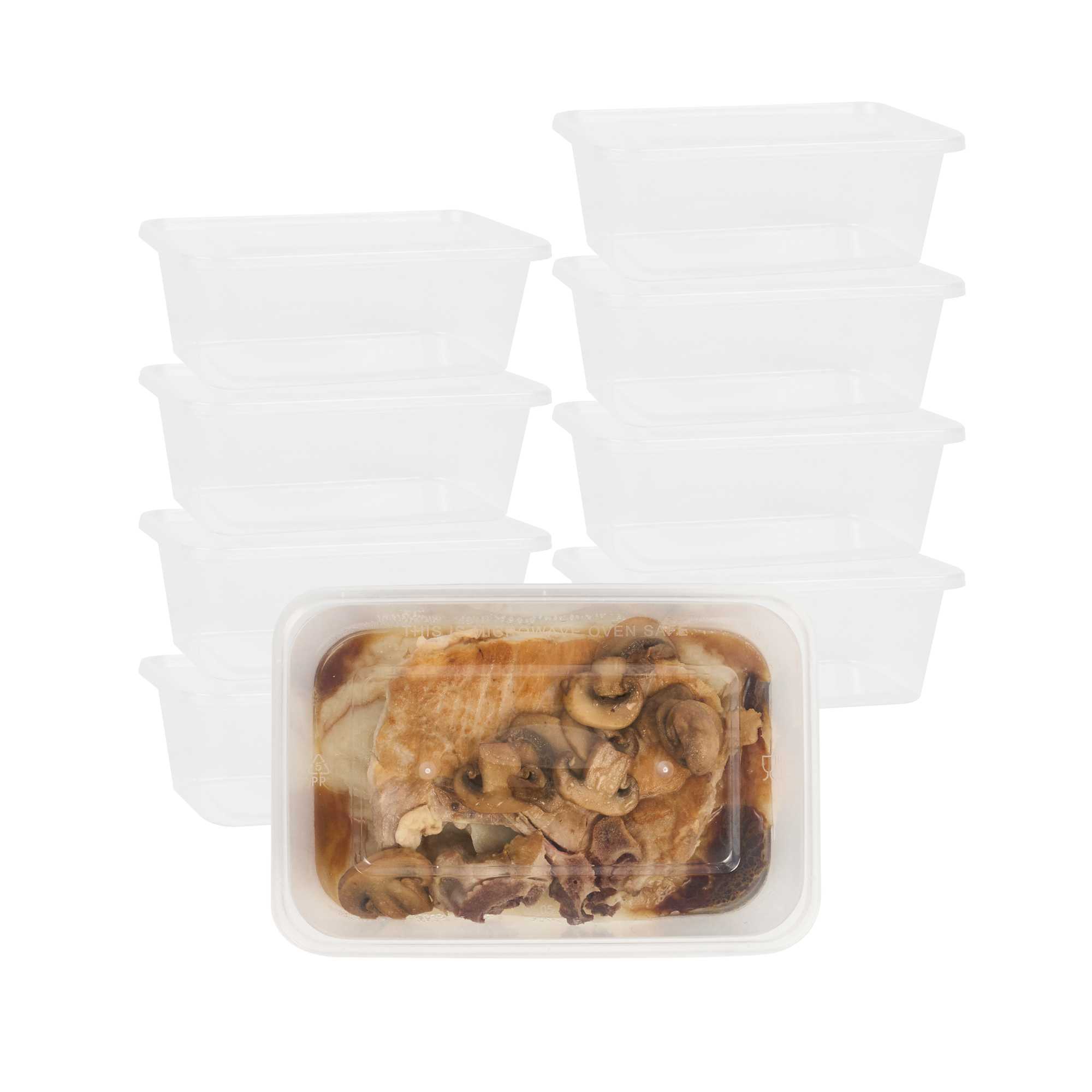 SustainaLite 34 oz Rectangle Clear Plastic Food Container - with Lid, Microwavable - 5 1/2" x 3 1/4" x 3" - 50 count box