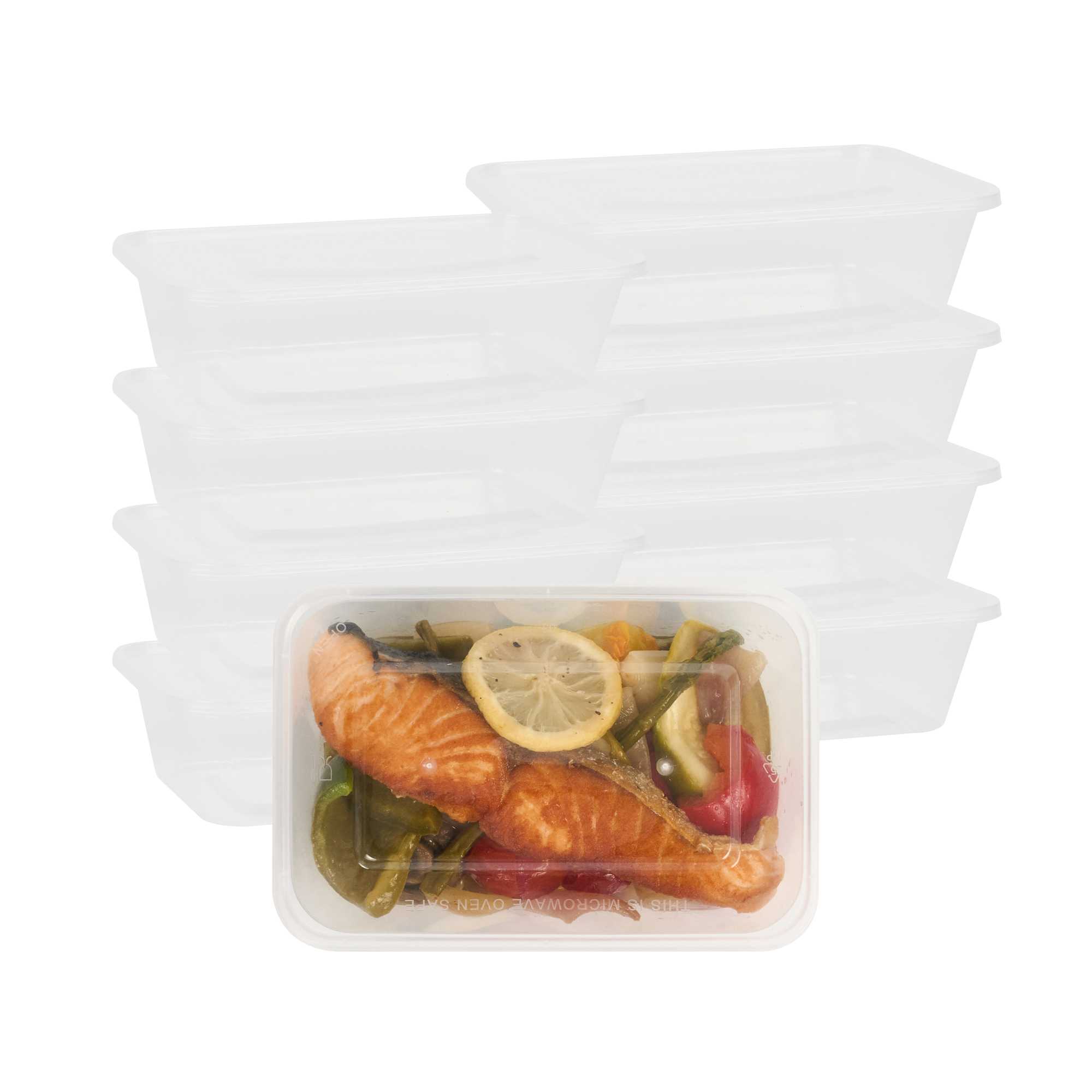 SustainaLite 42 oz Rectangle Clear Plastic Food Container - with Lid, Microwavable - 7" x 4 1/4" x 2 1/4" - 150 count box