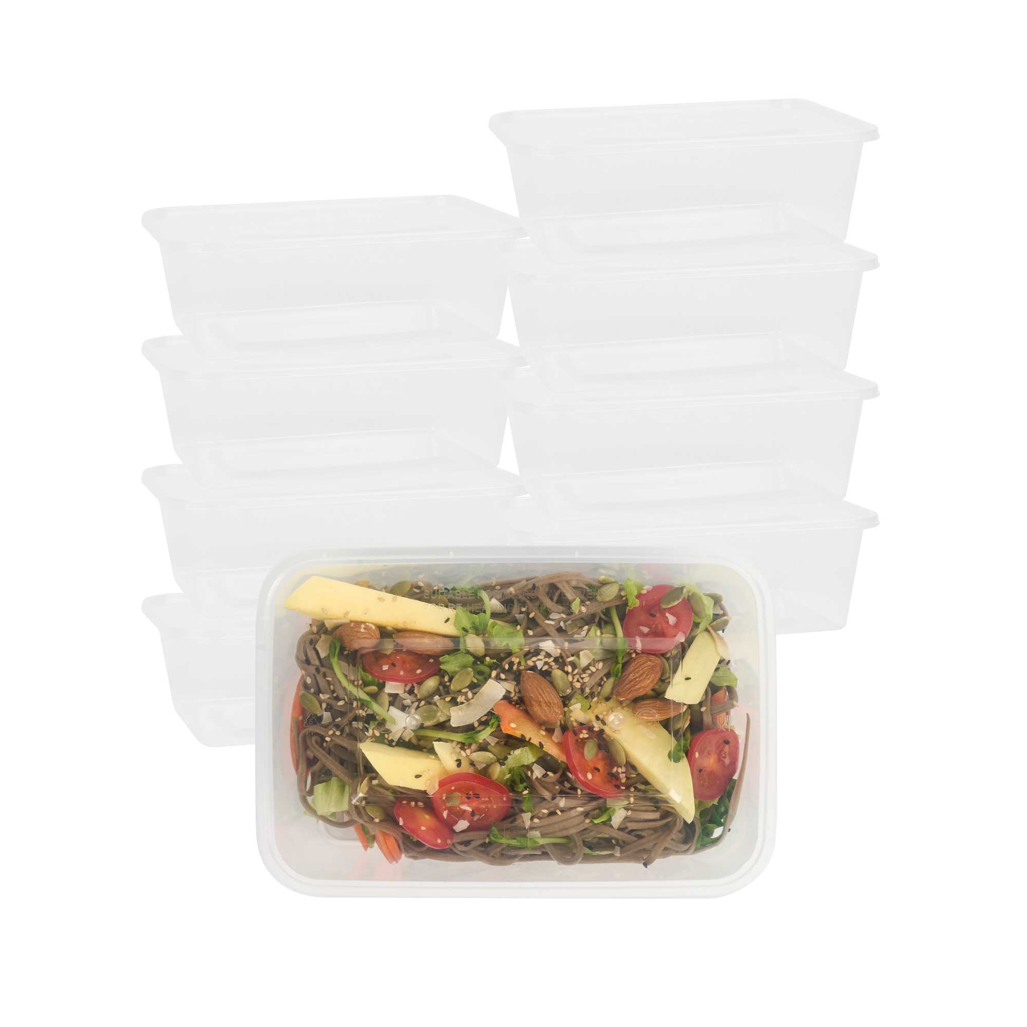 SustainaLite 51 oz Rectangle Clear Plastic Food Container - with Lid, Microwavable - 6 3/4" x 4" x 2 3/4" - 50 count box