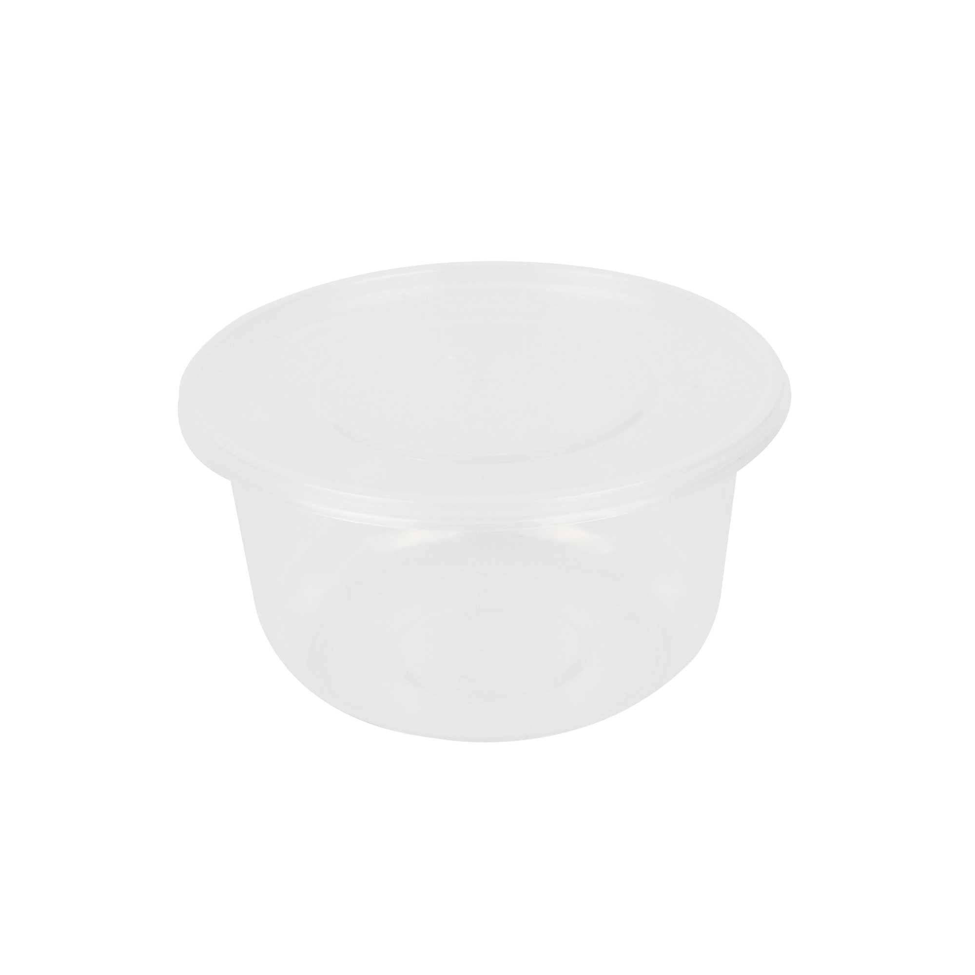 SustainaLite 15 oz Round Clear Plastic Food Container - with Lid, Microwavable - 2 3/4" x 2 3/4" x 2 1/2" - 50 count box