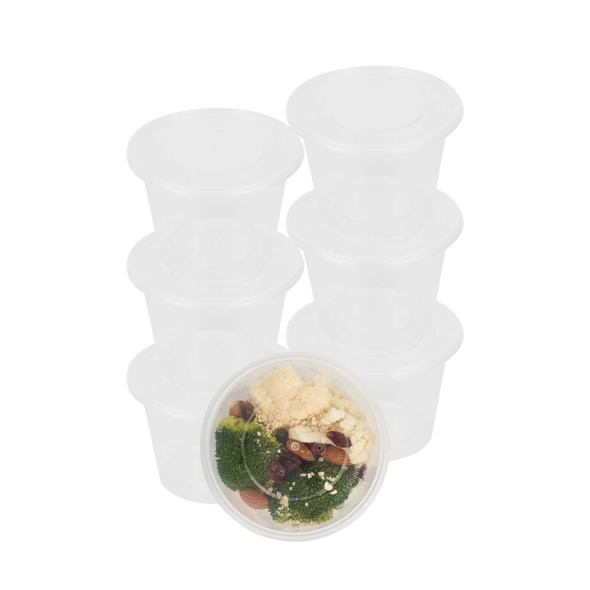 SustainaLite 17 oz Round Clear Plastic Food Container - with Lid, Microwavable - 3 1/4" x 3 1/4" x 3 1/4" - 50 count box