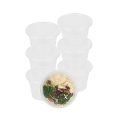 SustainaLite 17 oz Round Clear Plastic Food Container - with Lid, Microwavable - 3 1/4