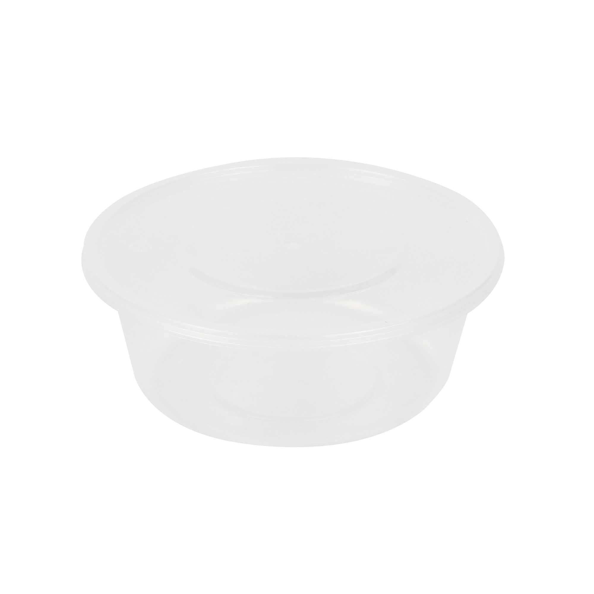 SustainaLite 21 oz Round Clear Plastic Food Container - with Lid, Microwavable - 3 1/2" x 3 1/2" x 2 1/4" - 50 count box