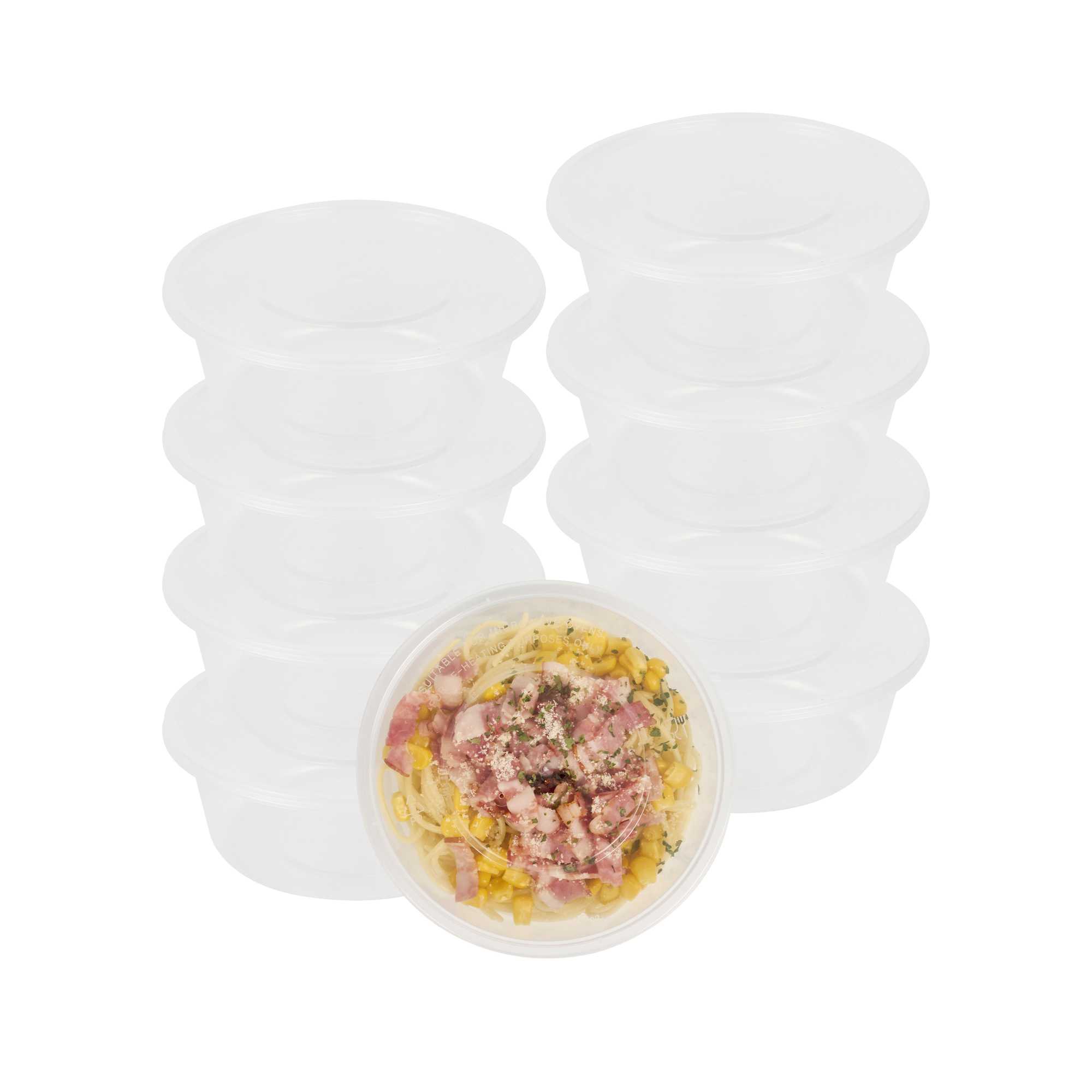 SustainaLite 21 oz Round Clear Plastic Food Container - with Lid, Microwavable - 3 1/2" x 3 1/2" x 2 1/4" - 50 count box