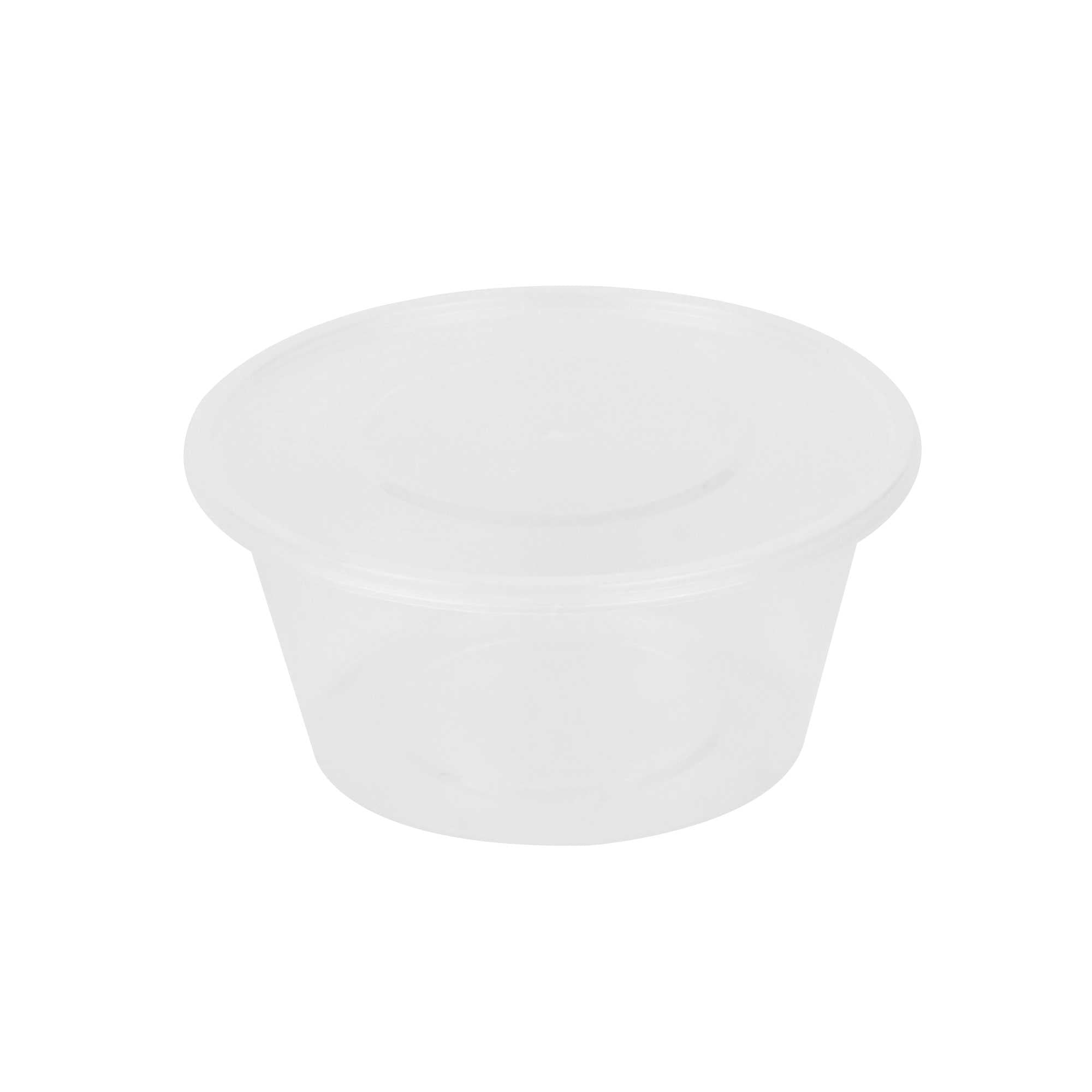 SustainaLite 27 oz Round Clear Plastic Food Container - with Lid, Microwavable - 4 1/4" x 4 1/4" x 3" - 50 count box