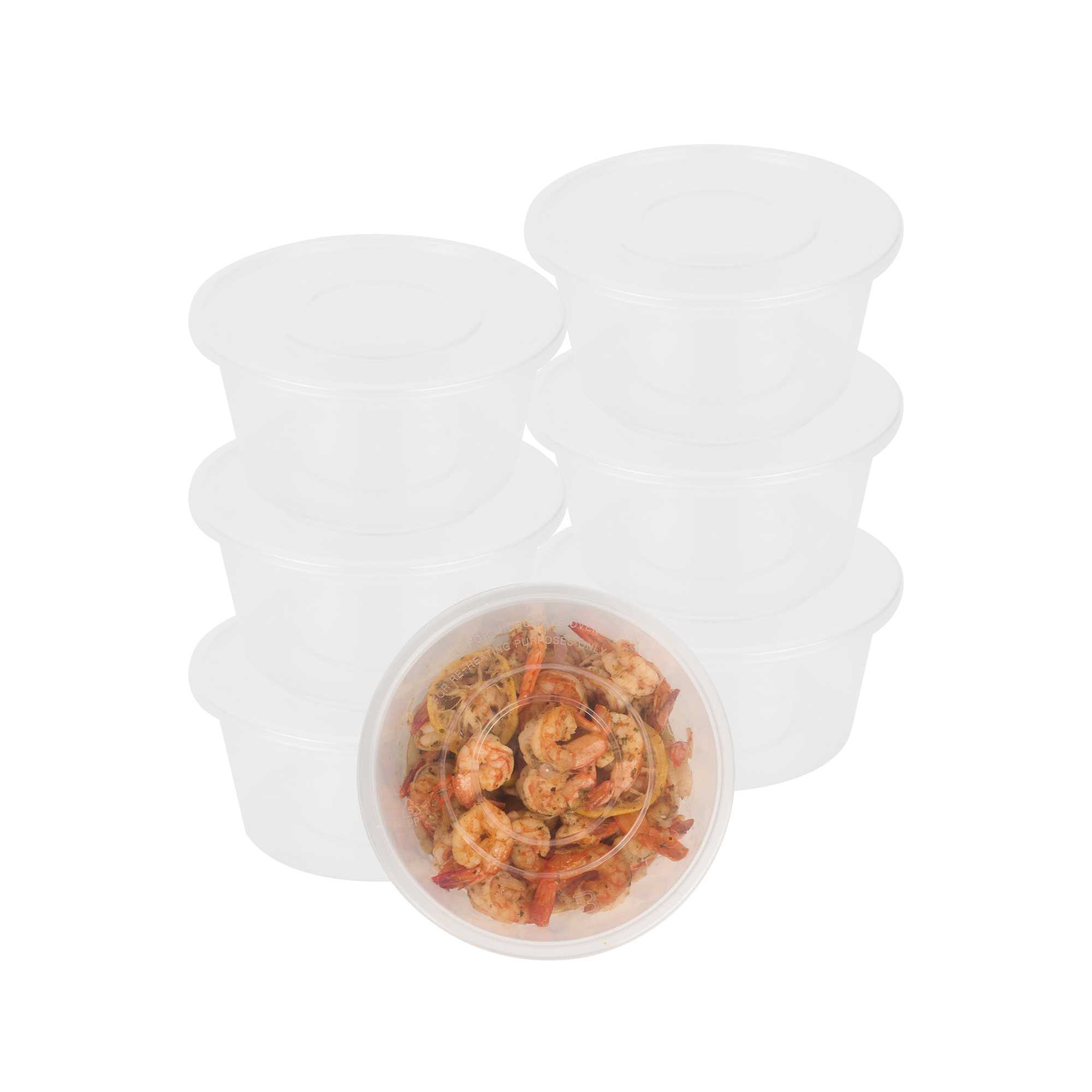 SustainaLite 42 oz Round Clear Plastic Food Container - with Lid, Microwavable - 5 1/4" x 5 1/4" x 3 1/4" - 50 count box