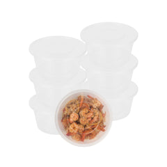 SustainaLite 42 oz Round Clear Plastic Food Container - with Lid, Microwavable - 5 1/4