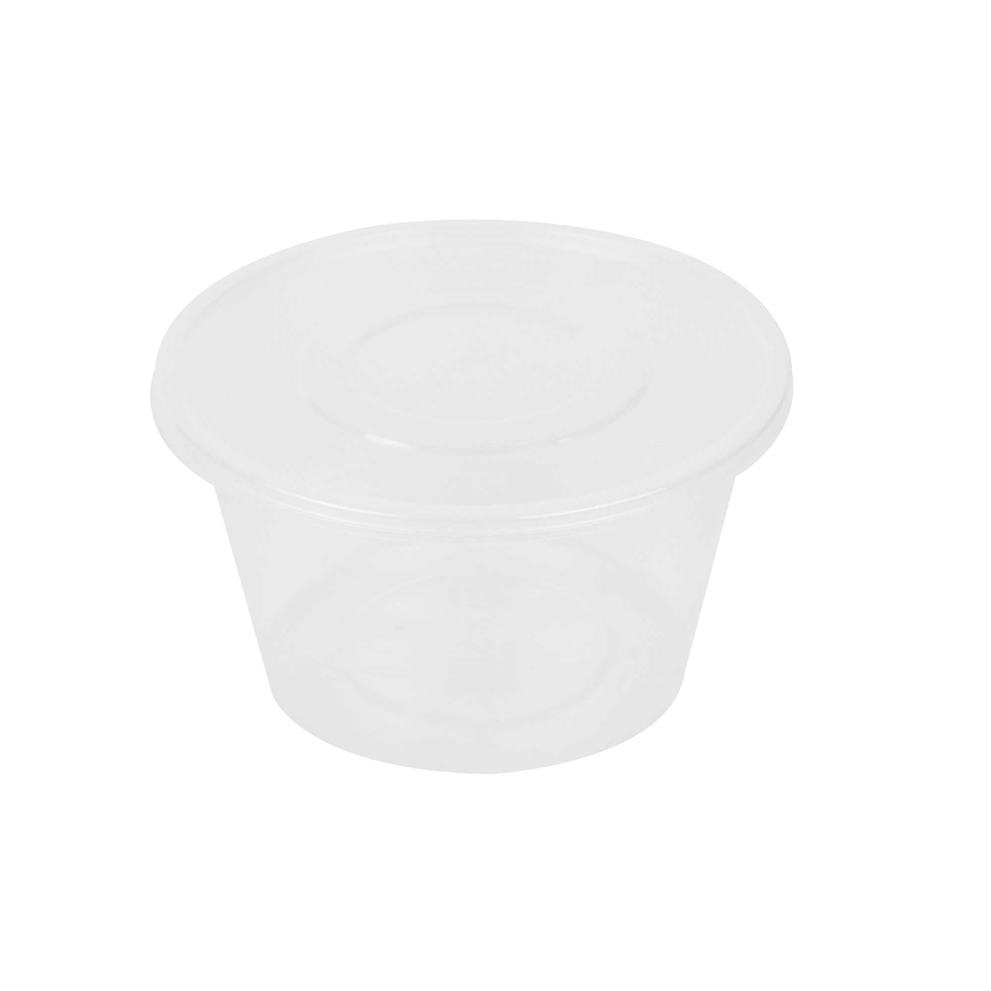SustainaLite 51 oz Round Clear Plastic Food Container - with Lid, Microwavable - 4 3/4" x 4 3/4" x 4" - 50 count box