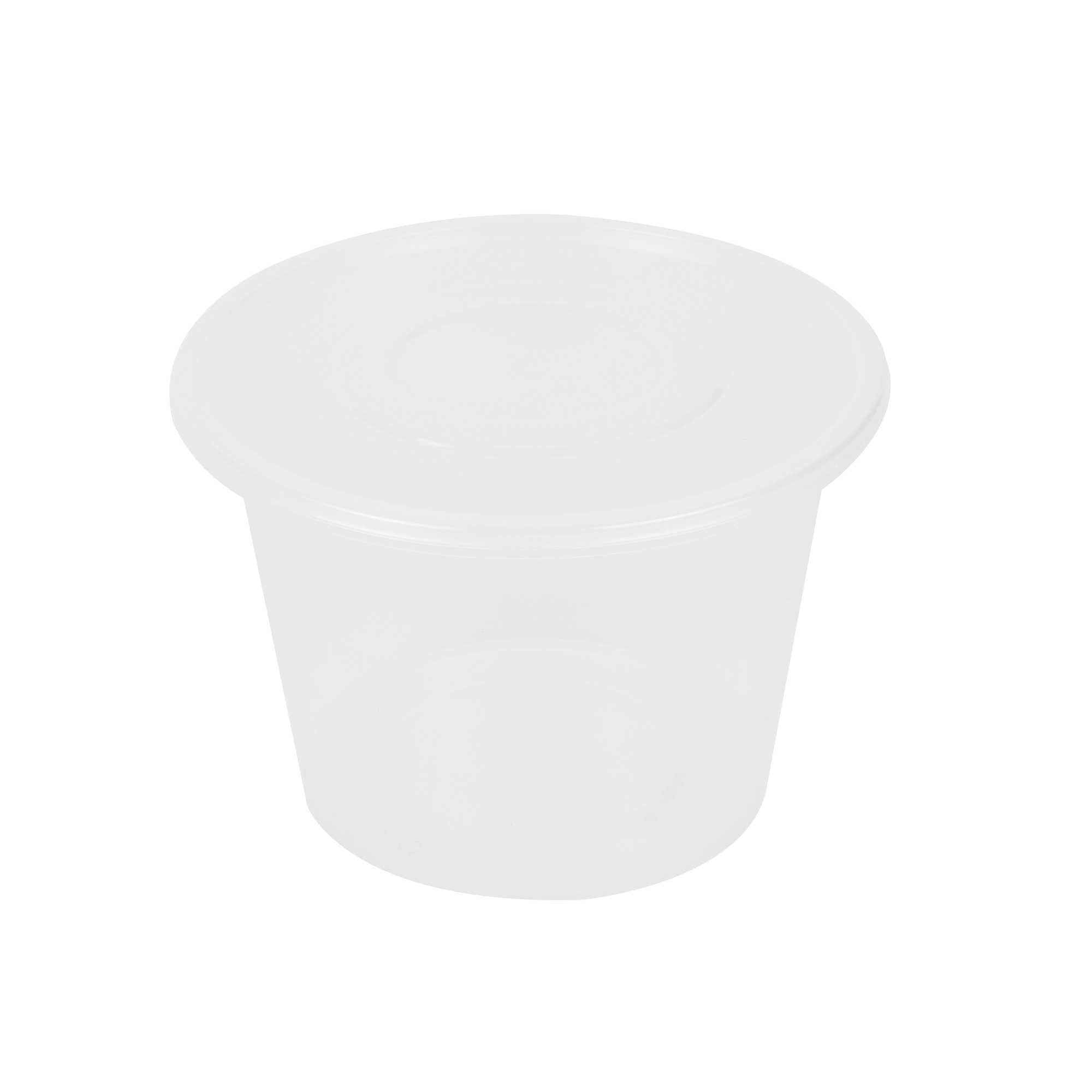 SustainaLite 59 oz Round Clear Plastic Food Container - with Lid, Microwavable - 4 3/4" x 4 3/4" x 4 3/4" - 50 count box