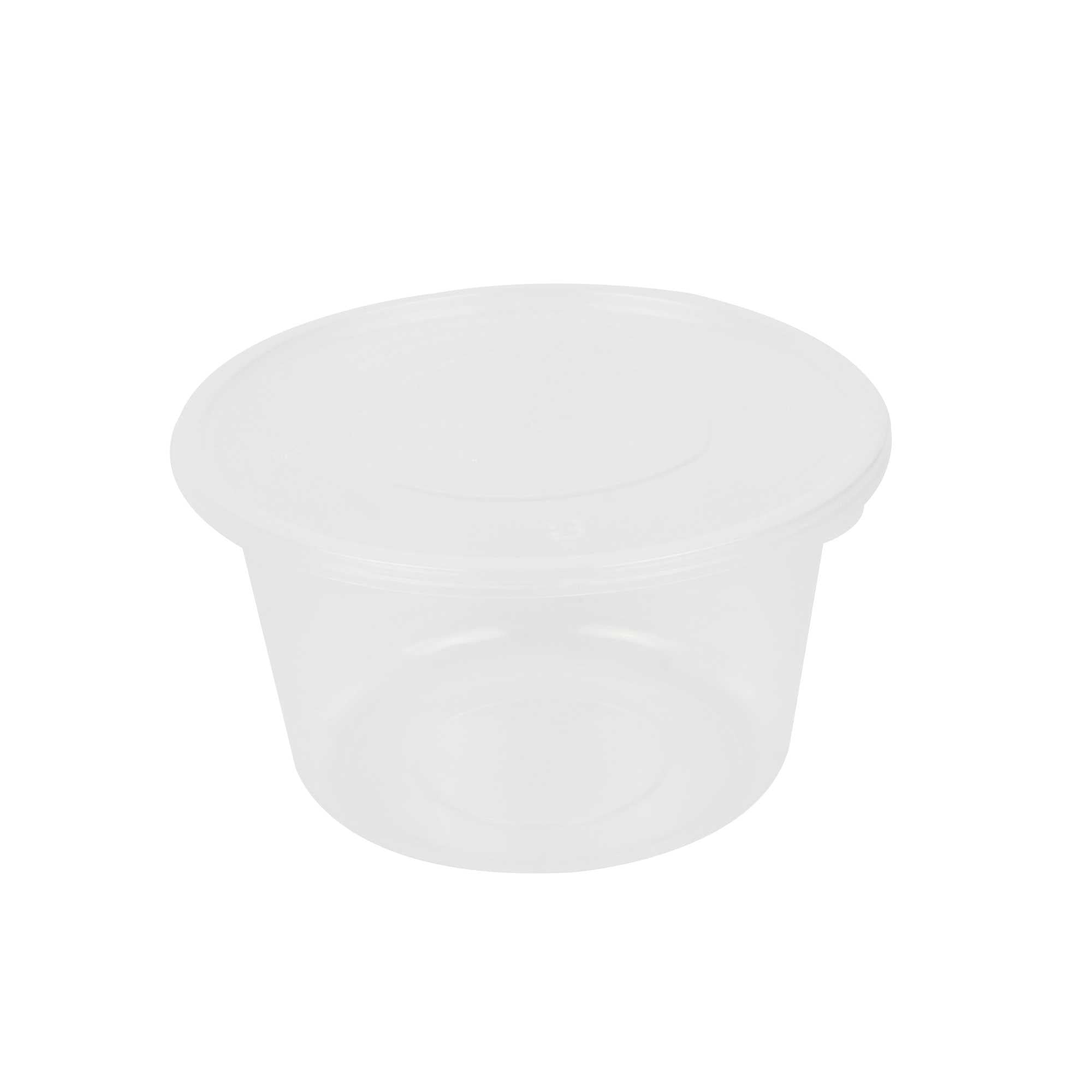 SustainaLite 68 oz Round Clear Plastic Food Container - with Lid, Microwavable - 5 1/2" x 5 1/2" x 4 1/4" - 50 count box