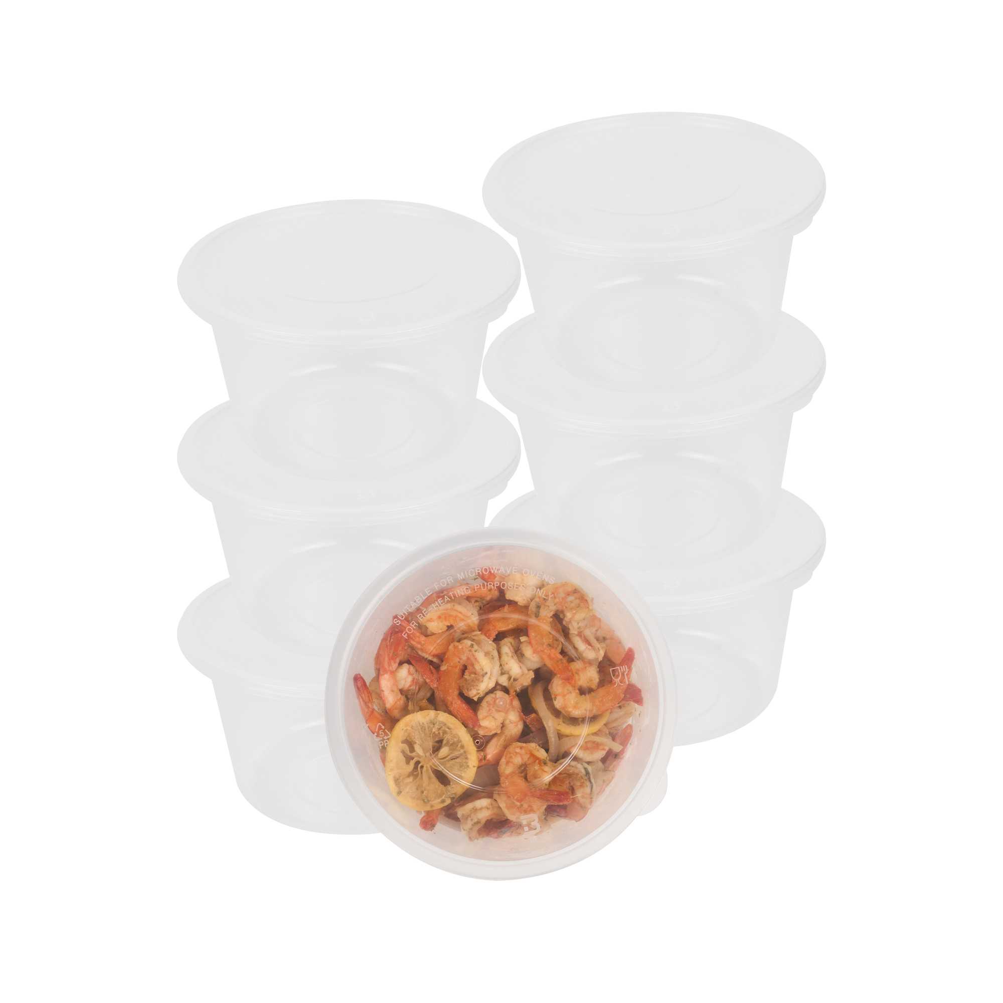 SustainaLite 68 oz Round Clear Plastic Food Container - with Lid, Microwavable - 5 1/2" x 5 1/2" x 4 1/4" - 50 count box