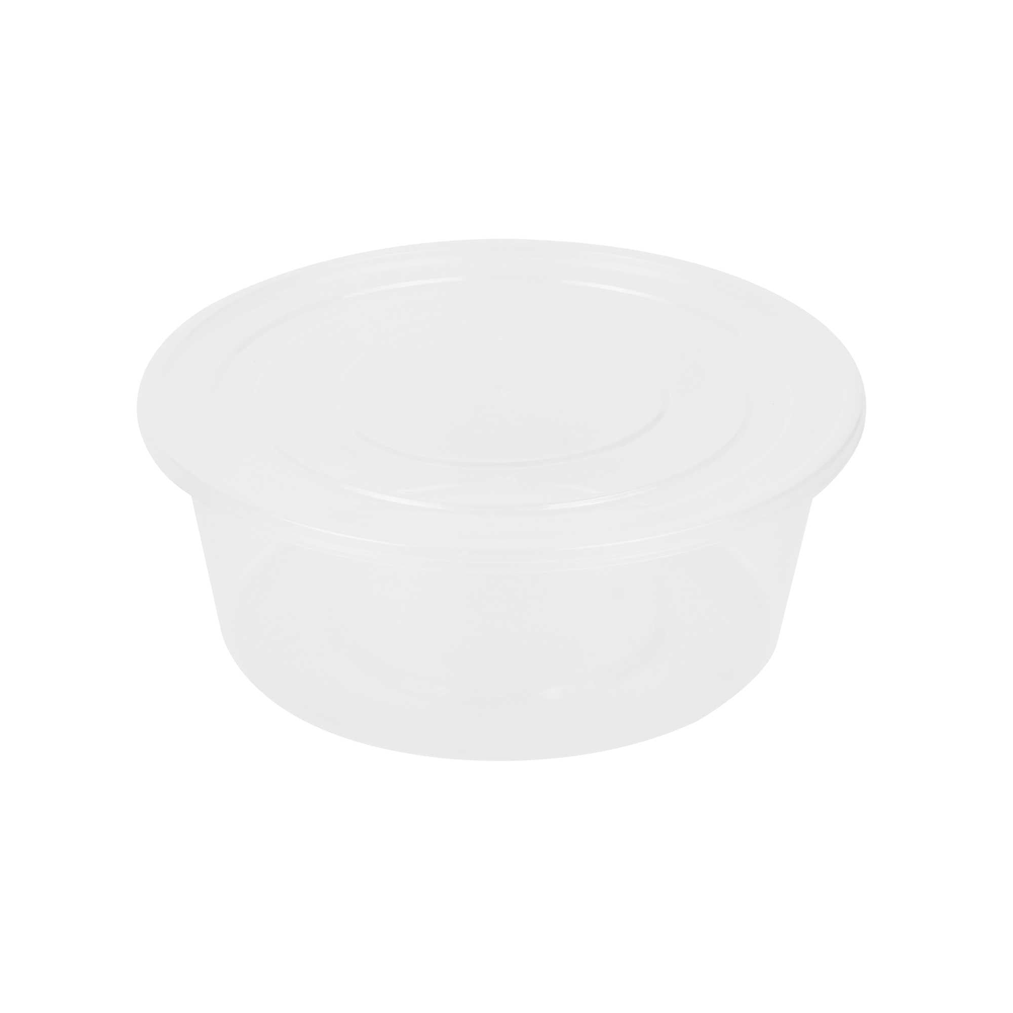 SustainaLite 101 oz Round Clear Plastic Food Container - with Lid, Microwavable - 7 3/4" x 7 3/4" x 3 3/4" - 90 count box