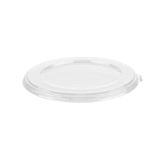 Pulp Safe Round Clear PET Plastic Flat Lid - Fits 32 oz Bagasse Bowl - 300 count box