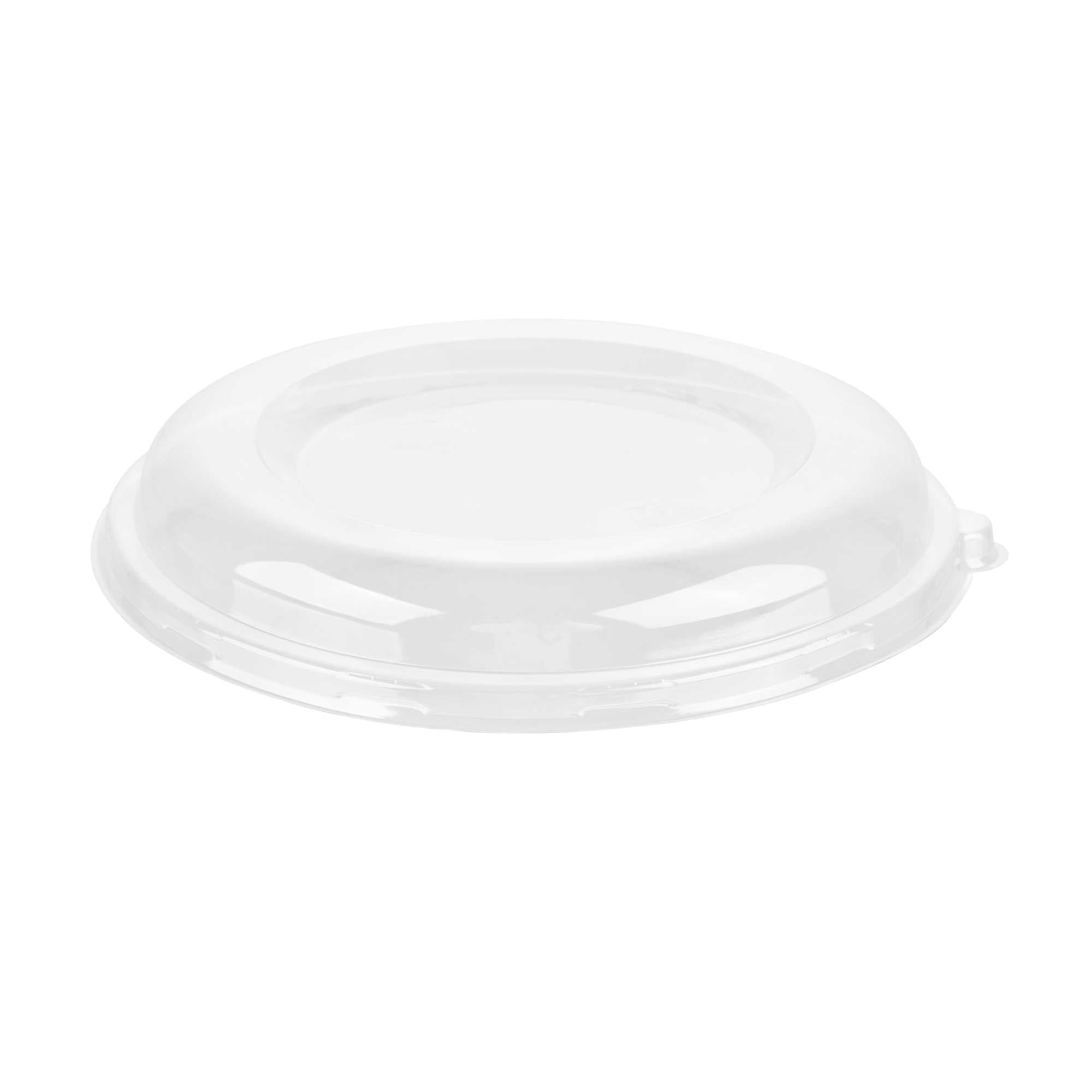 Pulp Safe Round Clear PET Plastic Dome Lid - Fits 32 oz Bagasse Bowl - 300 count box