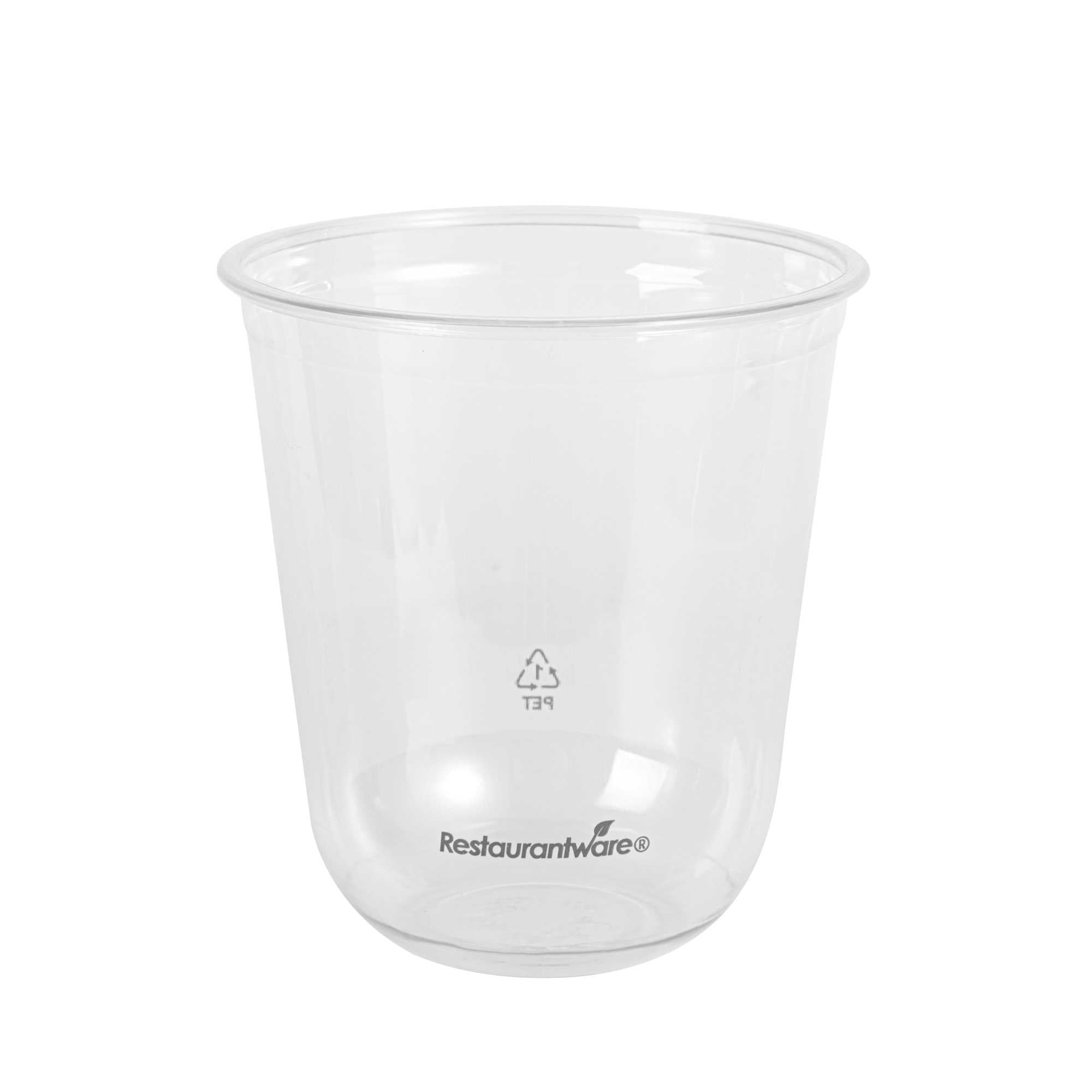 Visage 12 oz U-Shape Clear PET Plastic Drinking Cup - Rounded Bottom 3 1/2" x 3 1/2" x 3 3/4" - 1000 count box