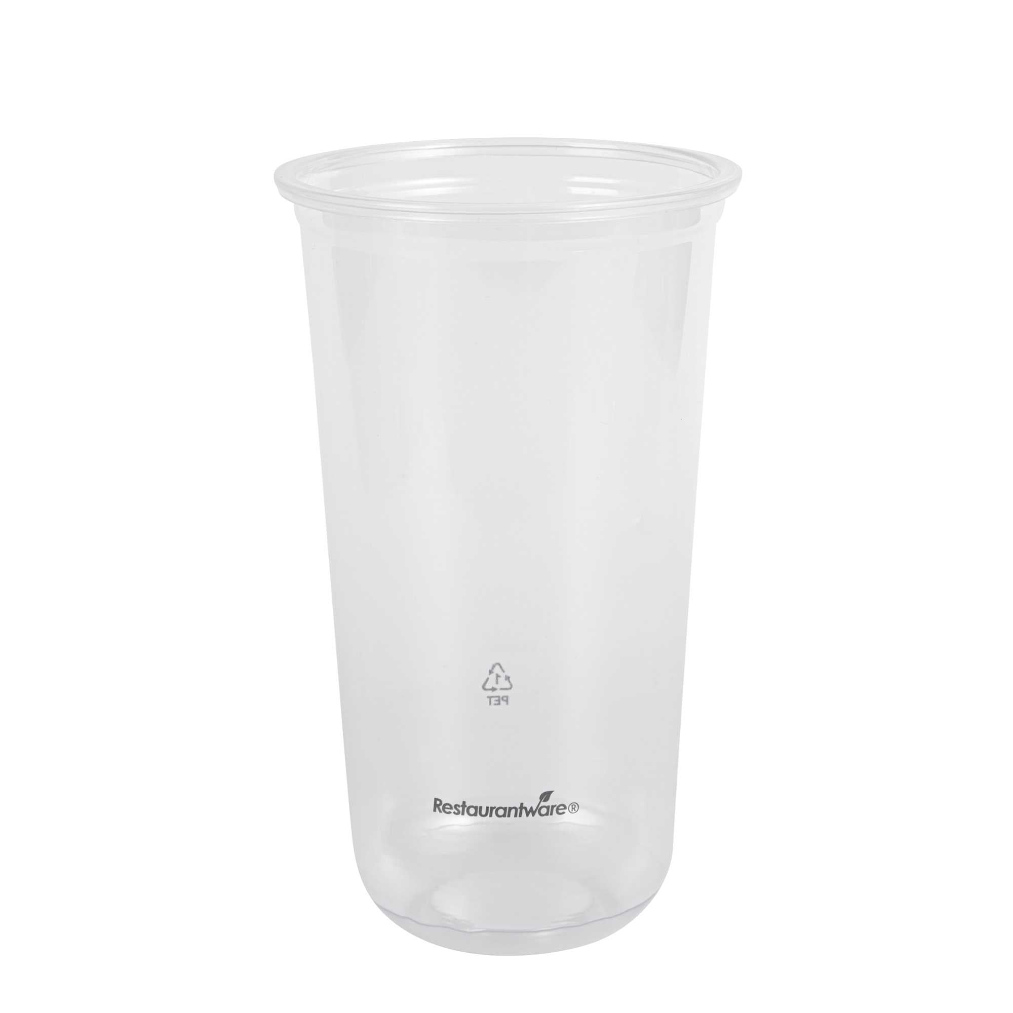 Visage 20 oz U-Shape Clear PET Plastic Drinking Cup - Rounded Bottom 3 1/2" x 3 1/2" x 6" - 1000 count box