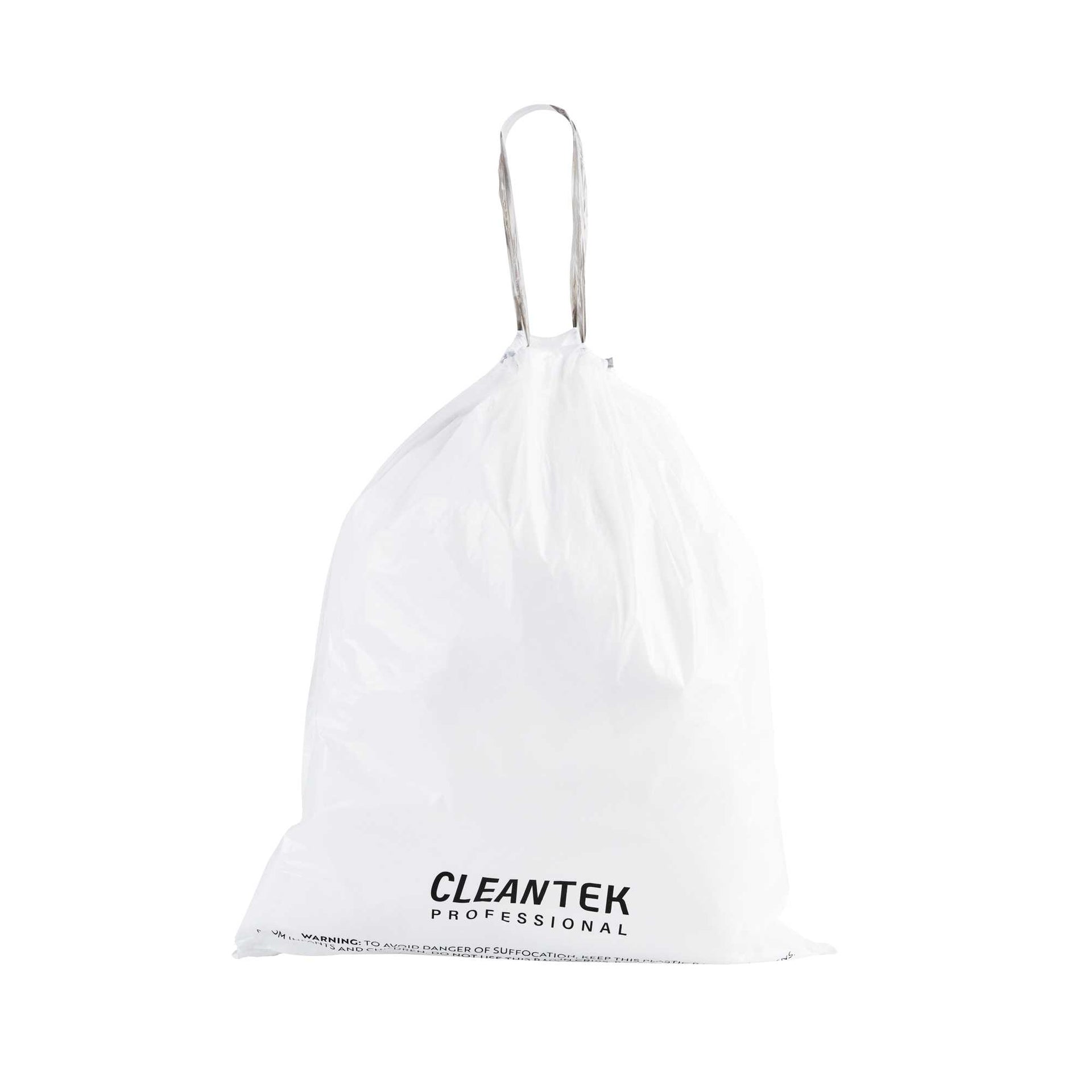 Clean Tek Professional 13 gal White Plastic Trash Can Liner - Medium Density, Drawstring Closure - 28" x 24" - 200 count box