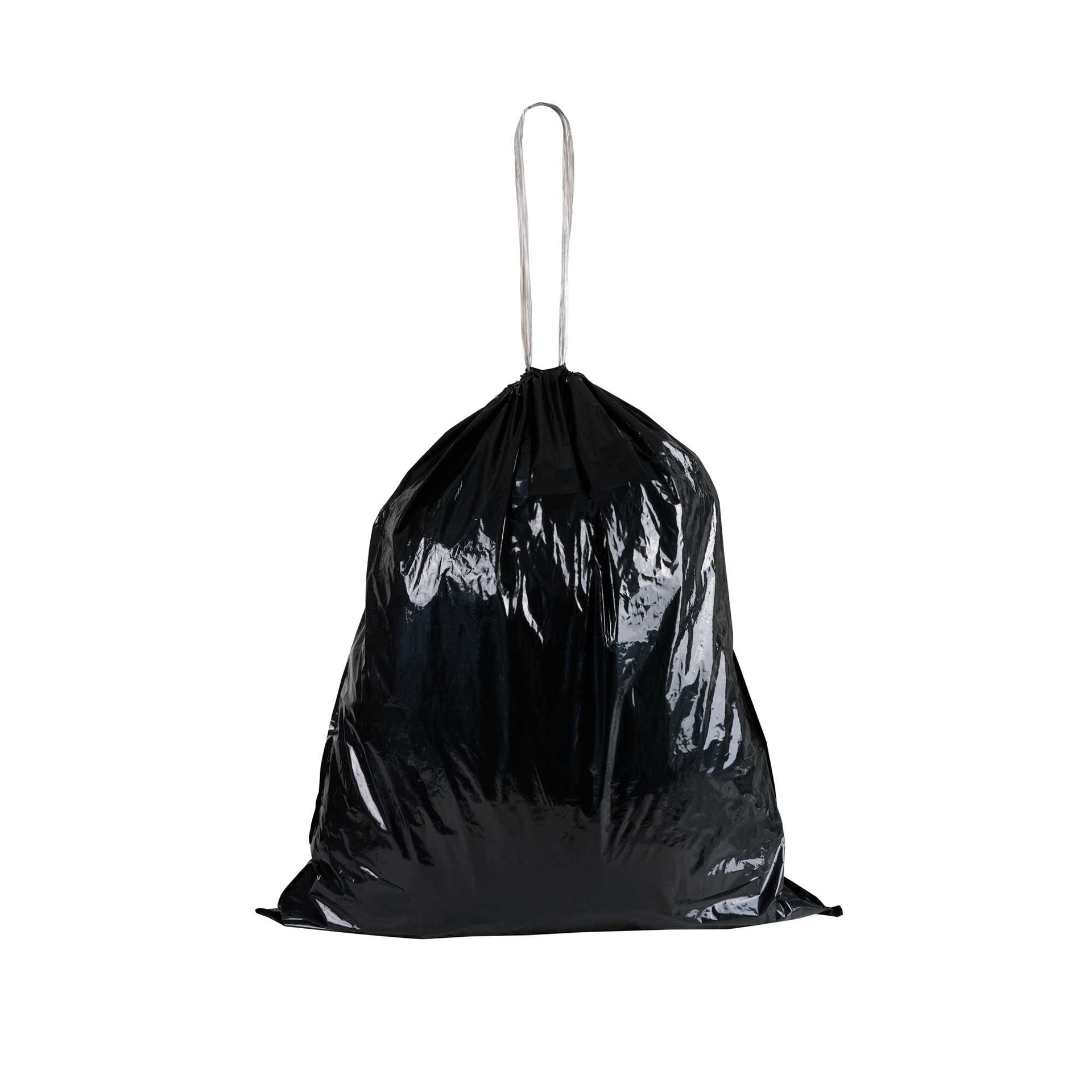 Clean Tek Professional 33 gal Black Plastic Trash Can Liner - Heavy Duty, Low Density, Drawstring Closure - 38" x 33" - 100 count box