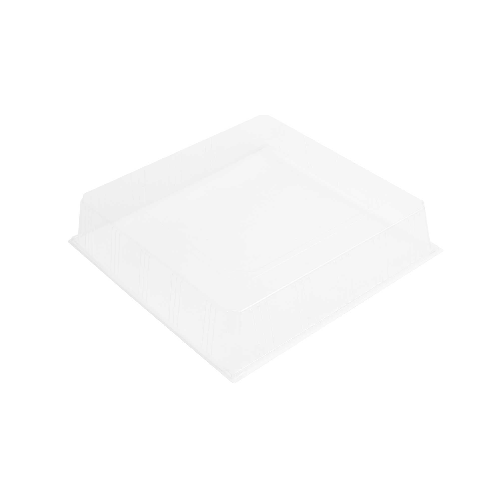 Taipei Clear Plastic Dome Lid - Fits Square Poplar Plate - 16" x 16" x 3 1/4" - 25 count box