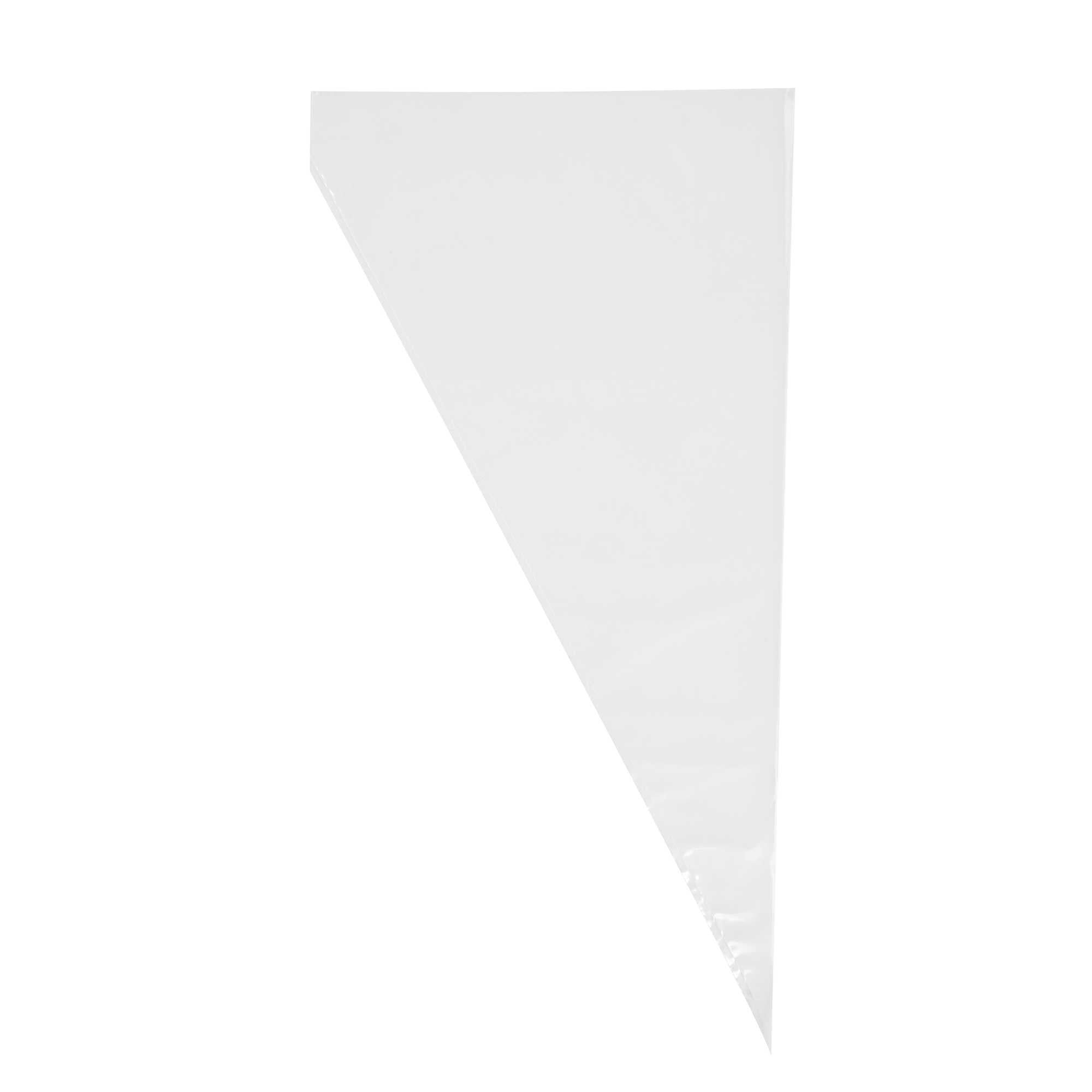 Pastry Tek Clear Plastic Disposable Pastry Piping Bag - 100 Bags / Roll, Angled Edge - 22" - 1 count box