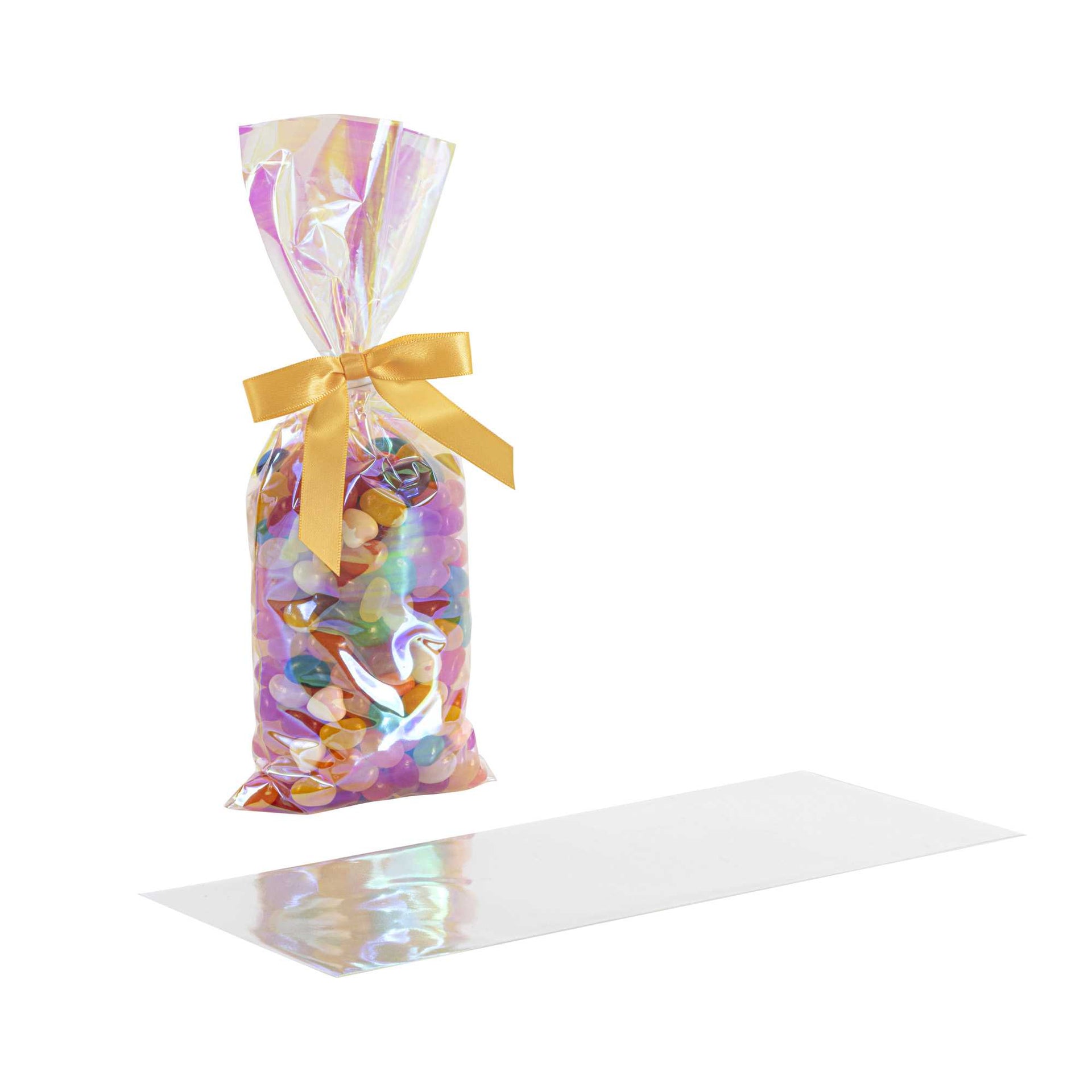 Table Tek Clear Iridescent Plastic Candy Bag - 10" x 4" - 1000 count box