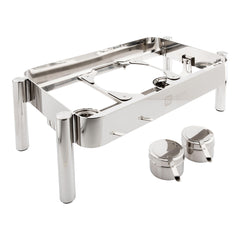 Met Lux Rectangle Stainless Steel Straight Leg Stand - Induction Ready, Fits Full Size Rectangle Chafer - 1 count box