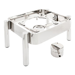 Met Lux 6 qt Rectangle Stainless Steel Straight Leg Stand - Fits Half Size Rectangle Chafer - 1 count box