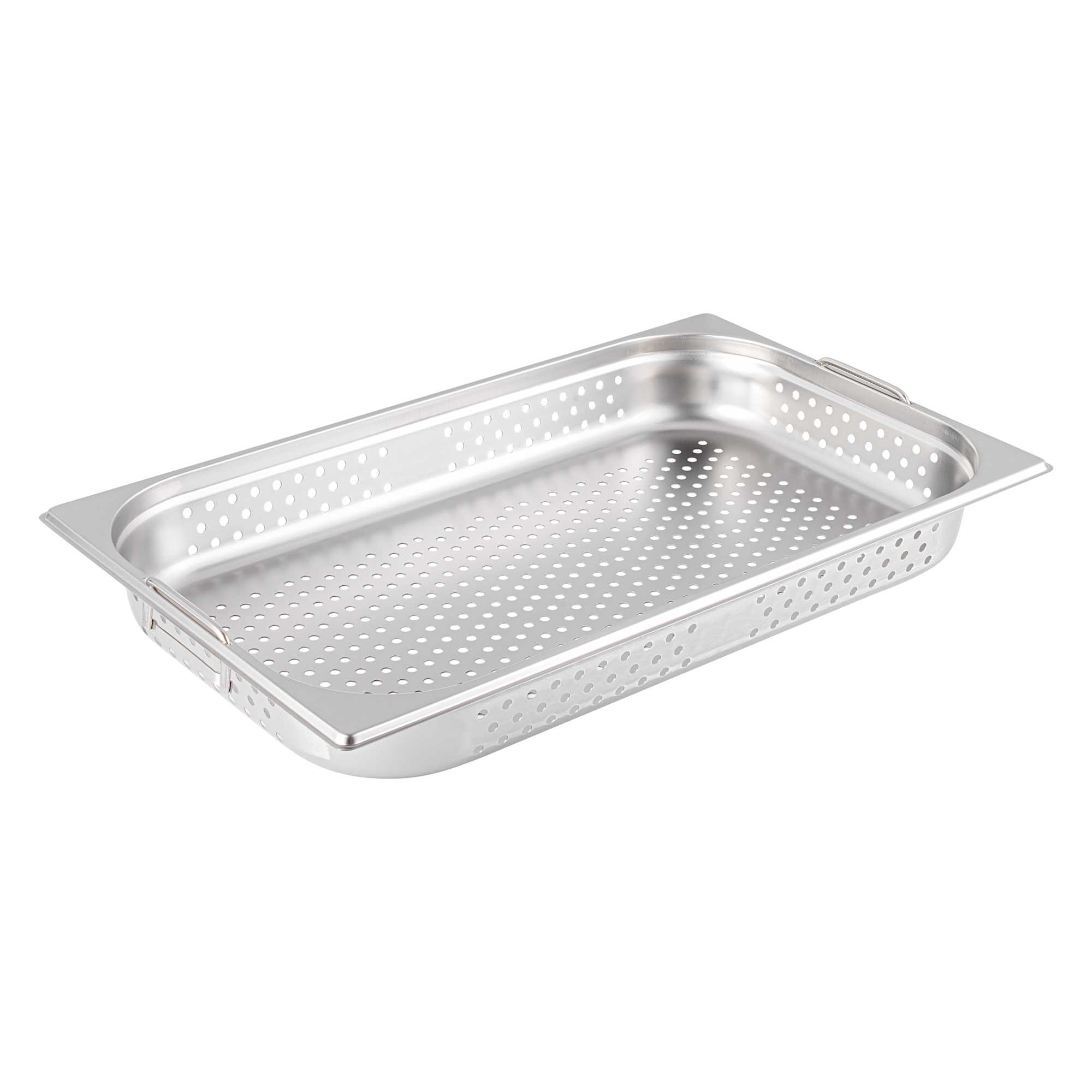 Met Lux Rectangle Stainless Steel Full Size Steam Table Pan 2.5 Inch Deep - Perforated, Anti Jam, Collapsible Handles - 1 count box