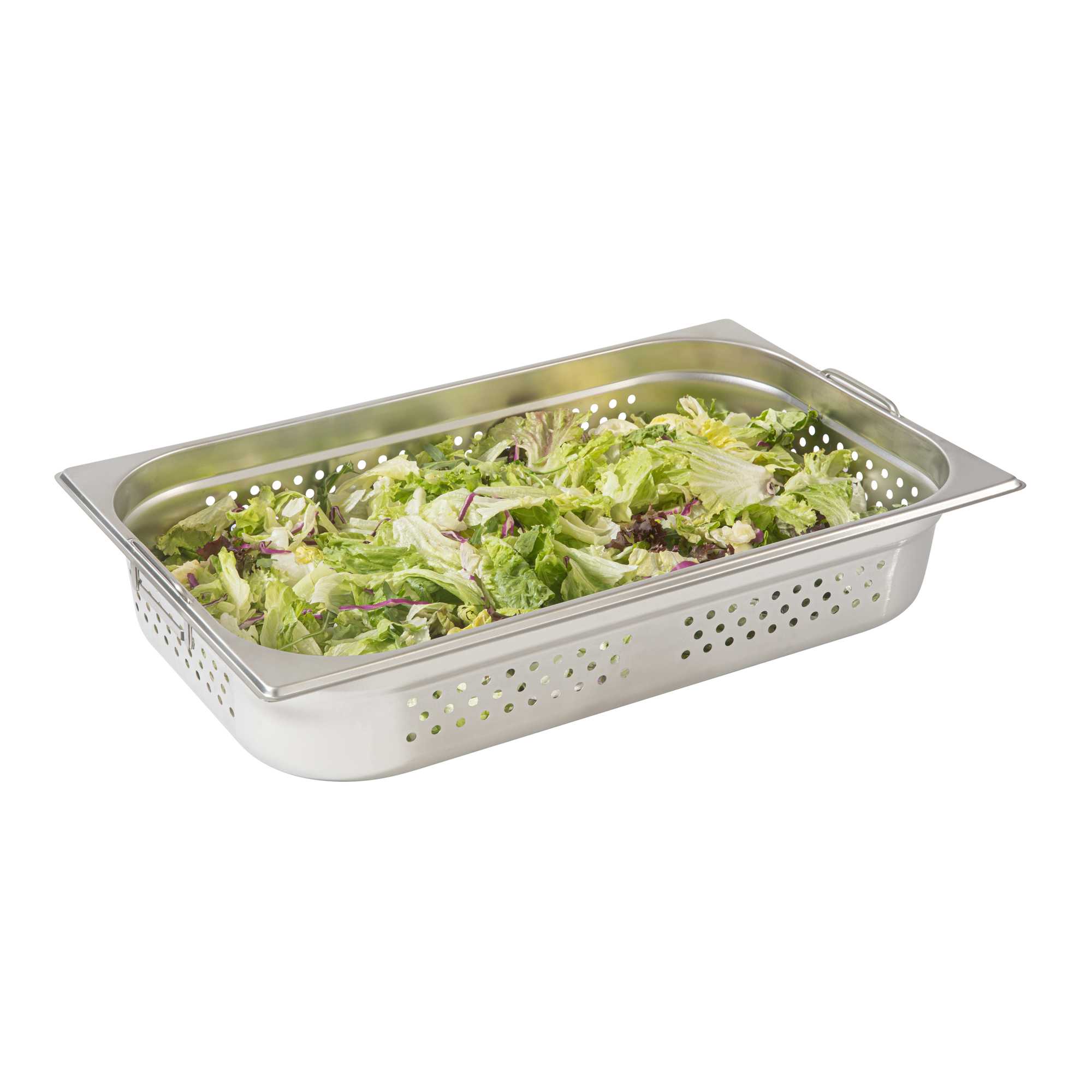 Met Lux Rectangle Stainless Steel Full Size Steam Table Pan 4 Inch Deep - Perforated, Anti Jam, Collapsible Handles - 1 count box