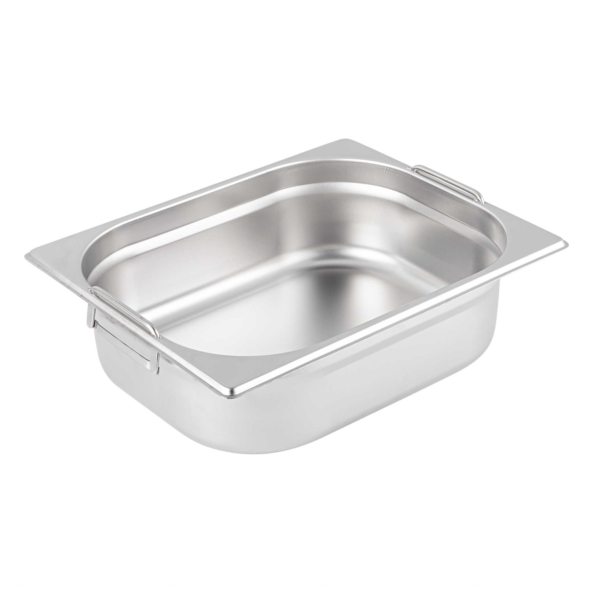 Met Lux Rectangle Stainless Steel 1/2 Size Steam Table Pan 4 Inch Deep - Anti Jam, Collapsible Handles - 1 count box