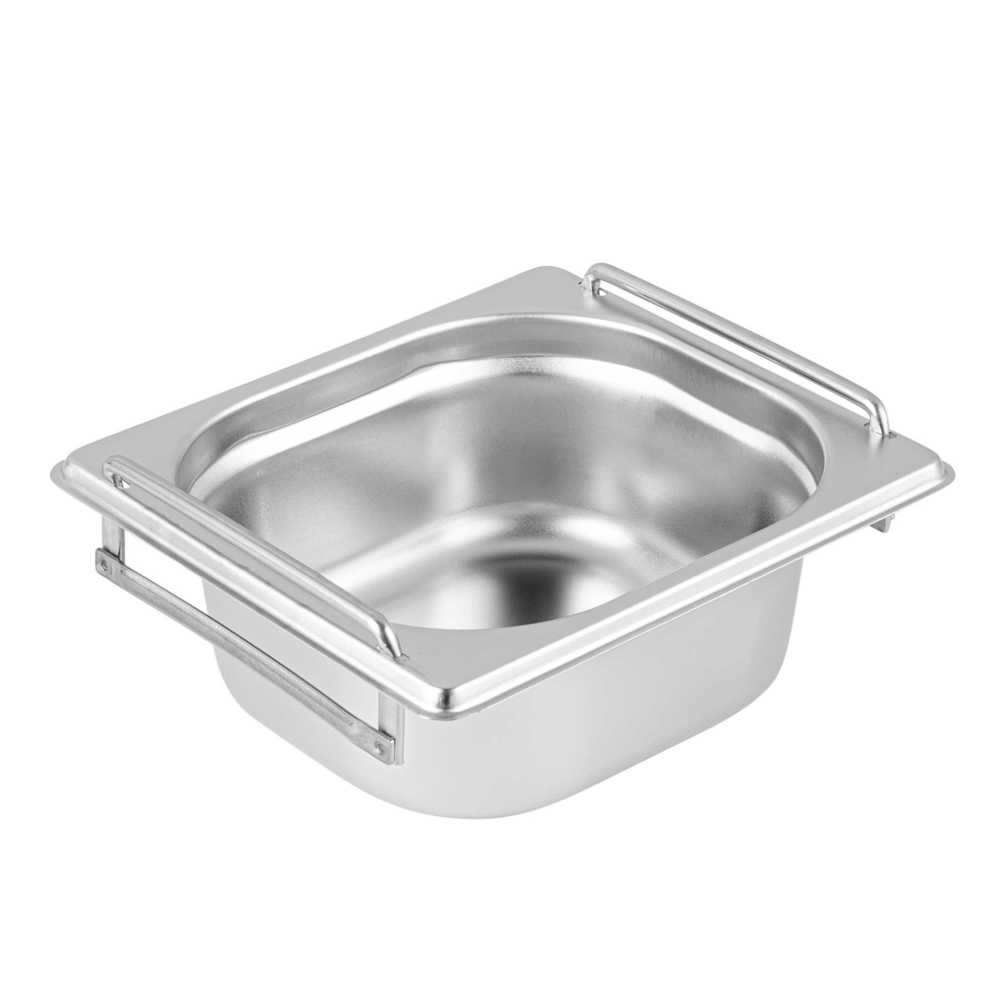 Met Lux Rectangle Stainless Steel 1/6 Size Steam Table Pan 2.5 Inch Deep - Anti Jam, Collapsible Handles - 1 count box
