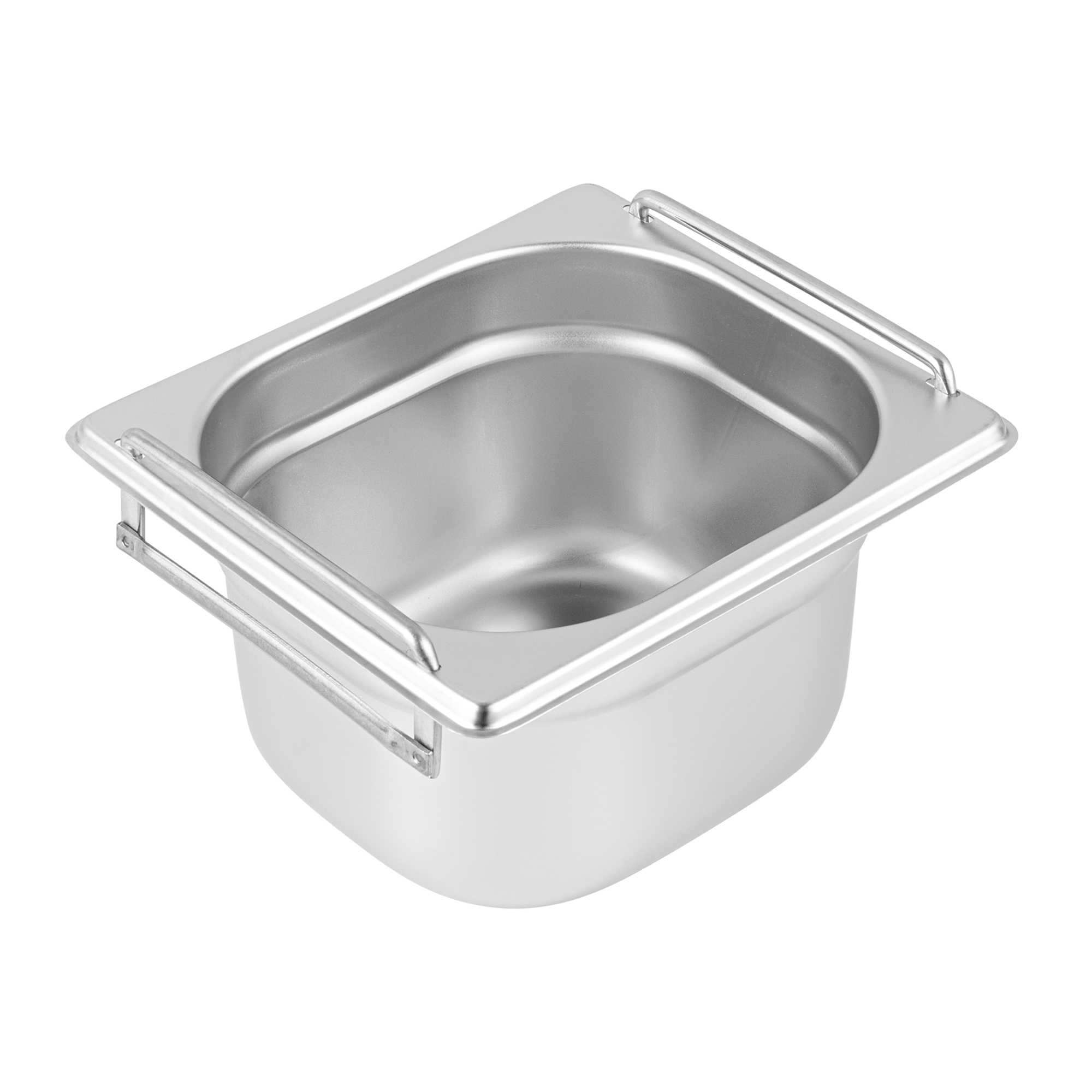 Met Lux Rectangle Stainless Steel 1/6 Size Steam Table Pan 4 Inch Deep - Anti Jam, Collapsible Handles - 1 count box