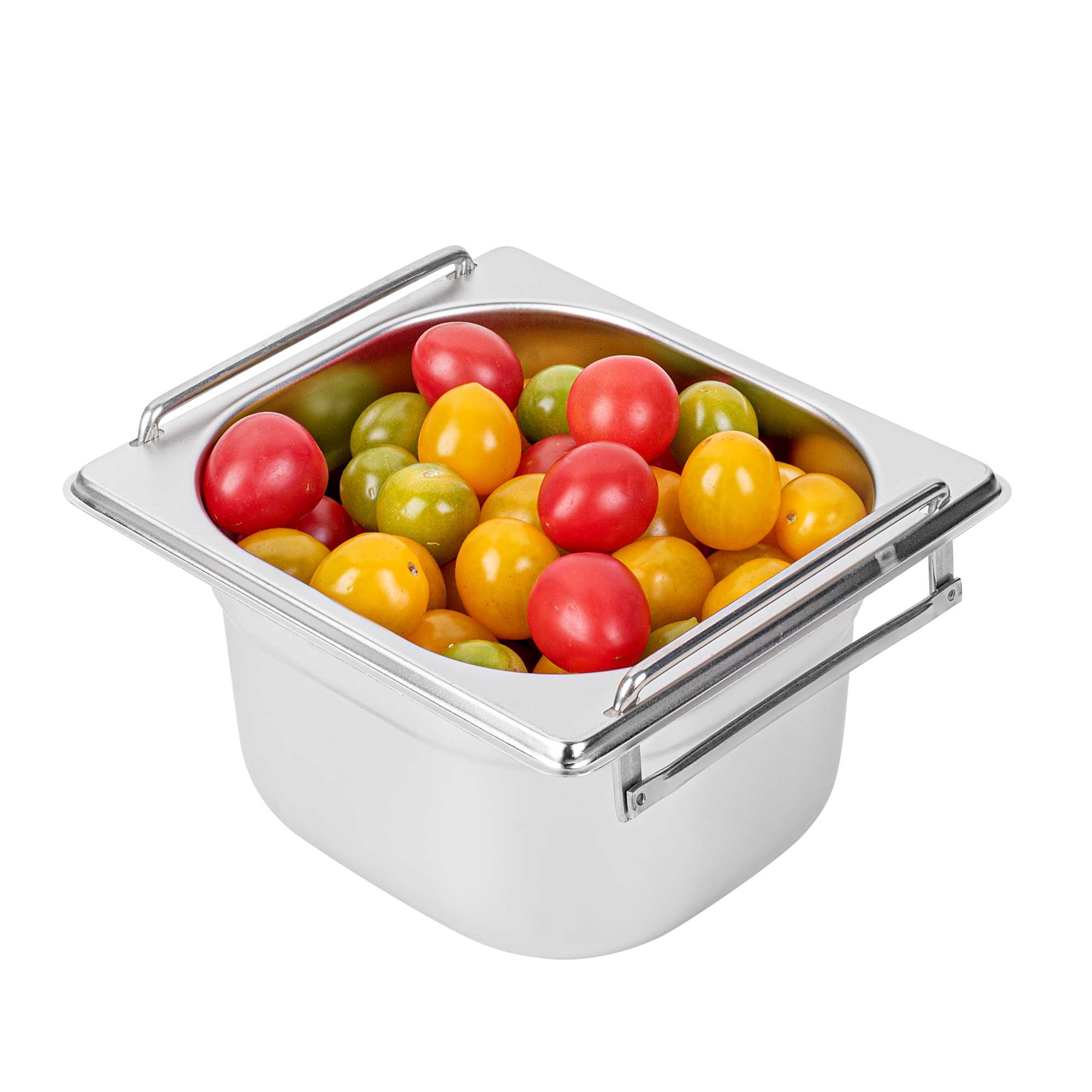 Met Lux Rectangle Stainless Steel 1/6 Size Steam Table Pan 4 Inch Deep - Anti Jam, Collapsible Handles - 1 count box