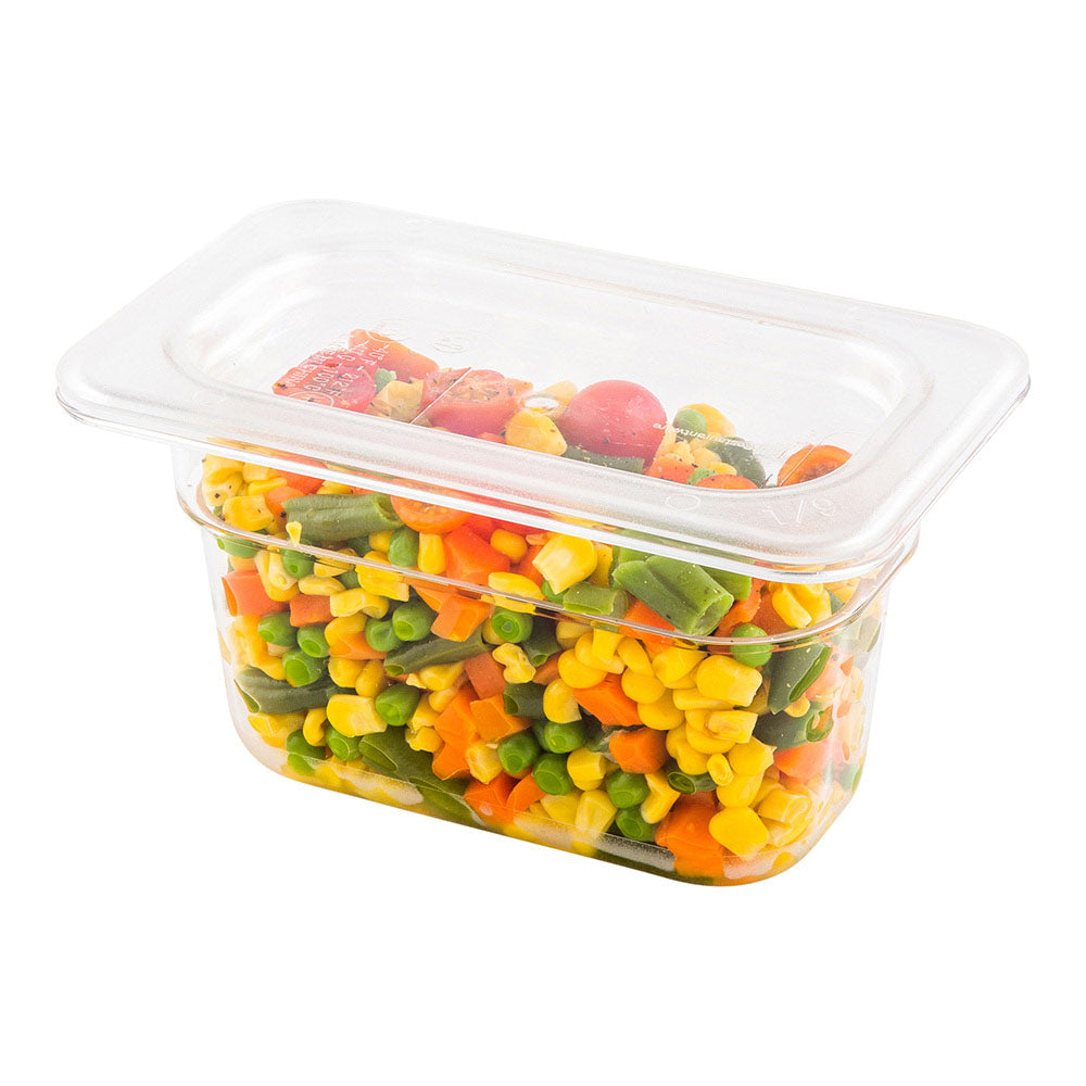 Plastic Cold Food Storage Container Lid - Rectangle - Clear - 1/9 Size ...