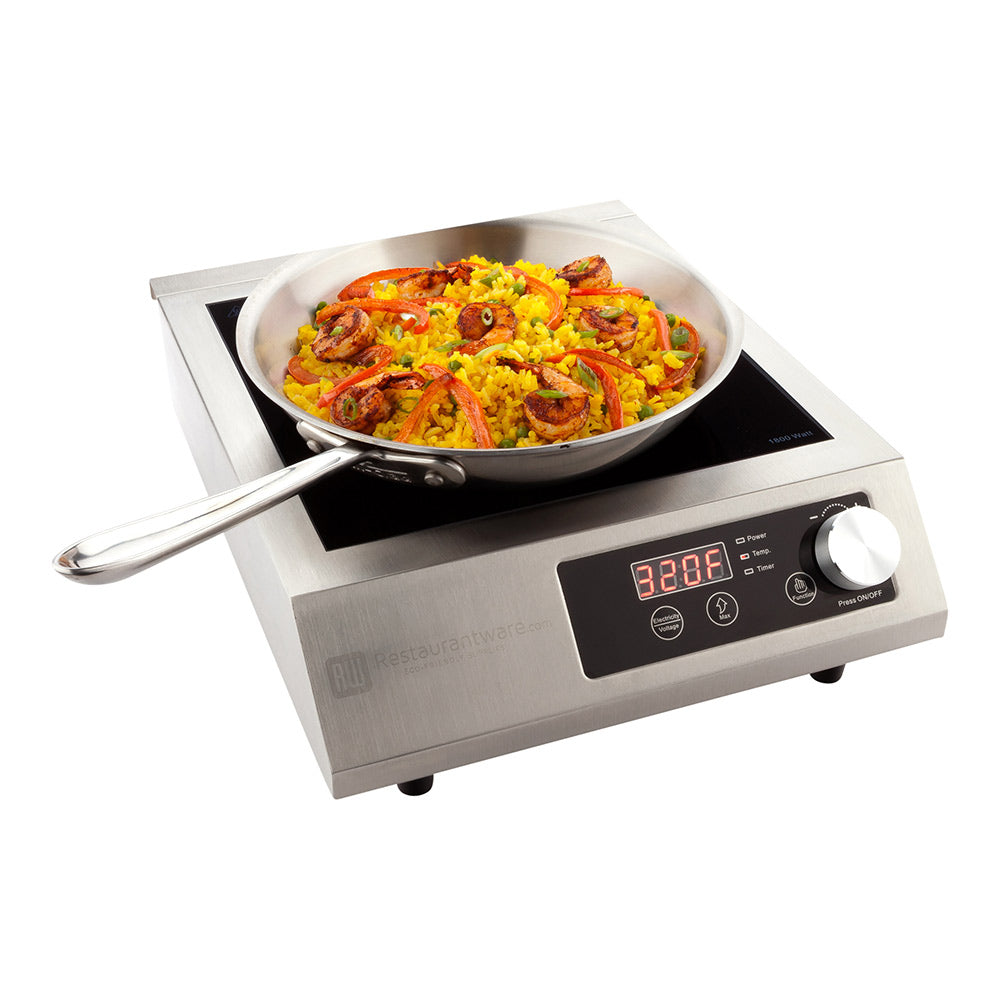 Kitchen tek Square Stainless Steel Heavy-Duty Induction Cooktop - 120V, 1800 Watts - 18 1/2" x 14 1/2" x 5 3/4" - 1 count box