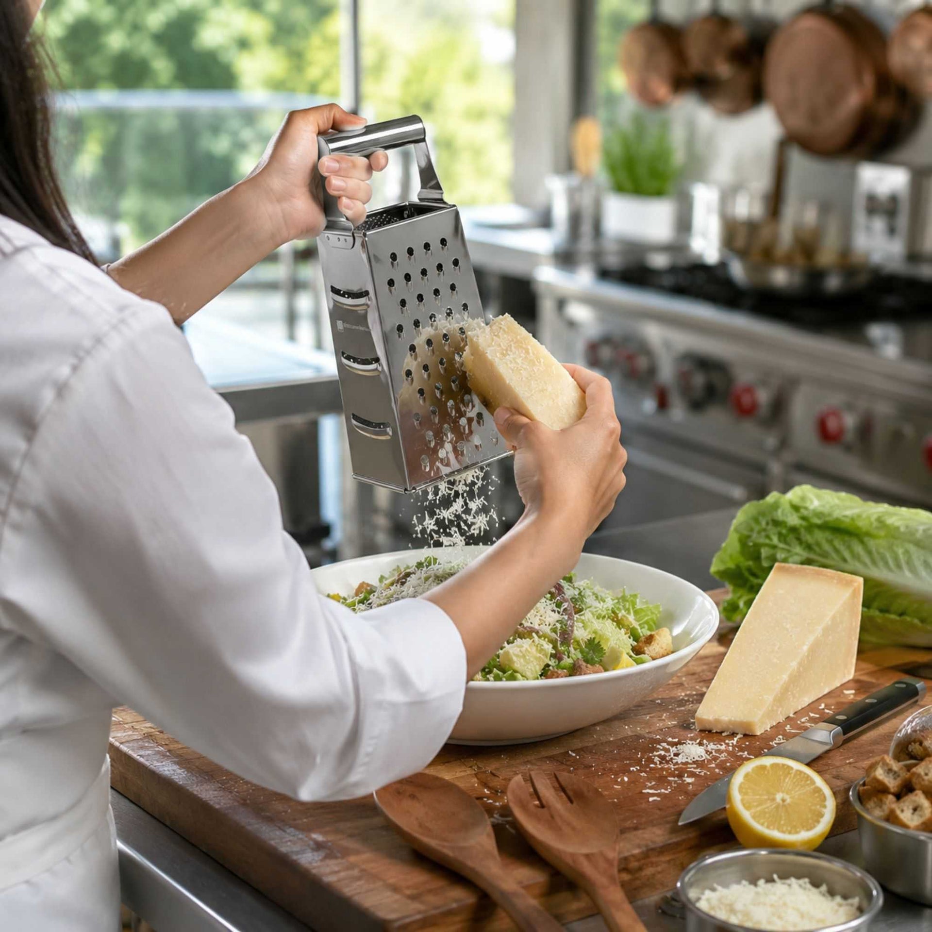 Met Lux Stainless Steel Heavy-Duty Four-Sided Cheese Grater - 4 1/4" x 3 1/4" x 10" - 1 count box