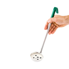 Met Lux 4 oz Stainless Steel Serving Ladle - with Green Handle - 13 3/4