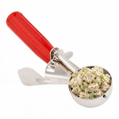 Met Lux 1.4 oz Stainless Steel #24 Portion Scoop - with Red Handle - 10 count box