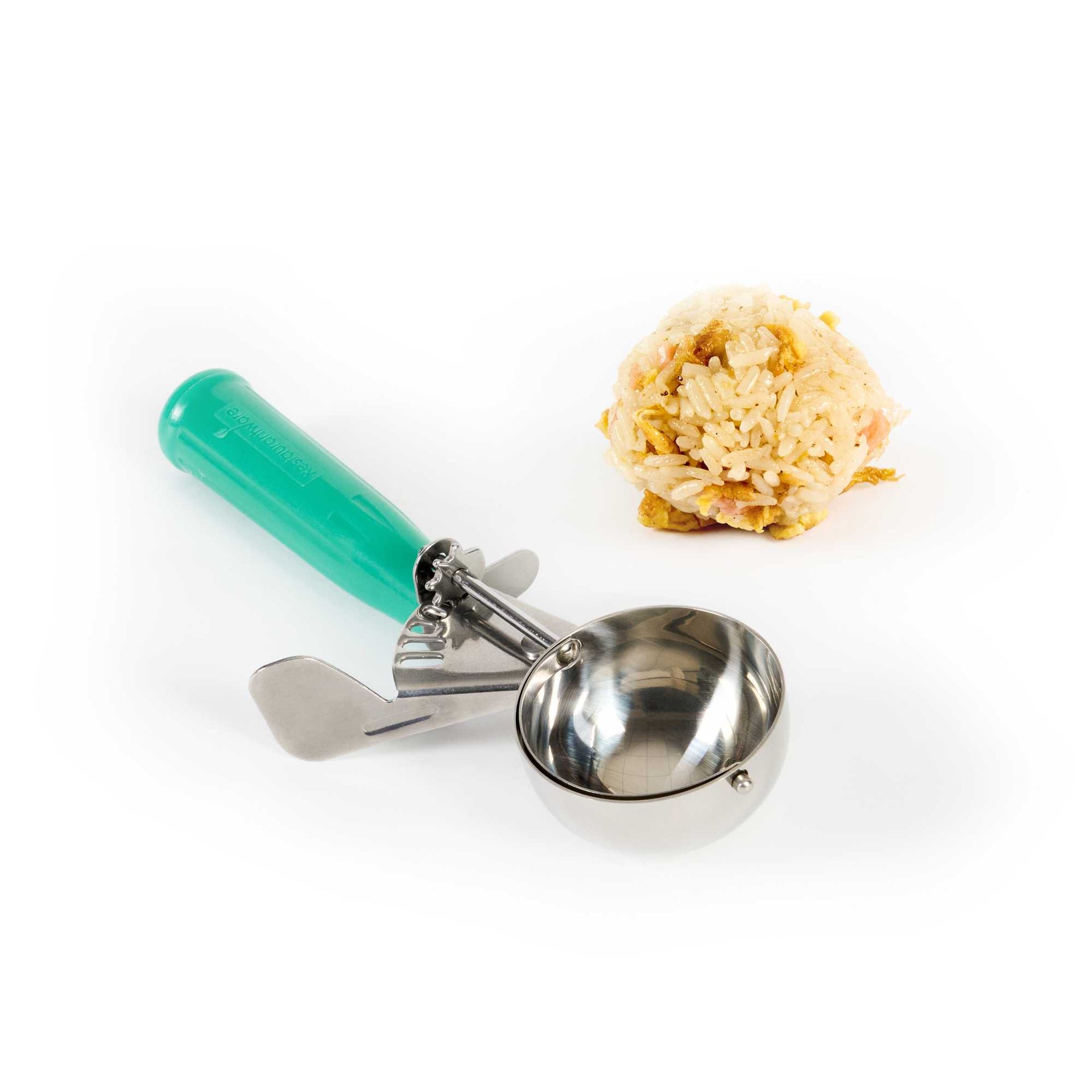 Met Lux 3.25 oz Stainless Steel #12 Portion Scoop - with Green Handle - 1 count box