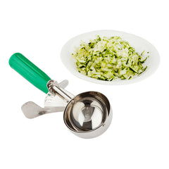 Met Lux 3.25 oz Stainless Steel #12 Portion Scoop - with Green Handle - 1 count box