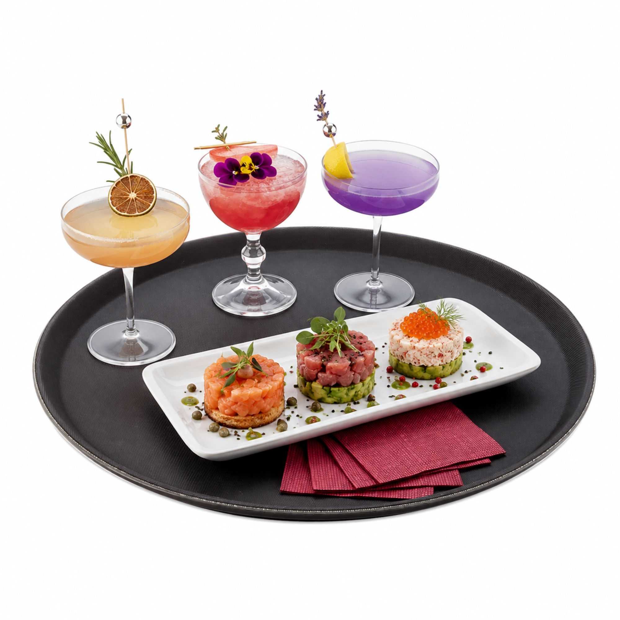 Bar Lux Round Black Serving Tray - Non-Slip - 16" - 1 count box