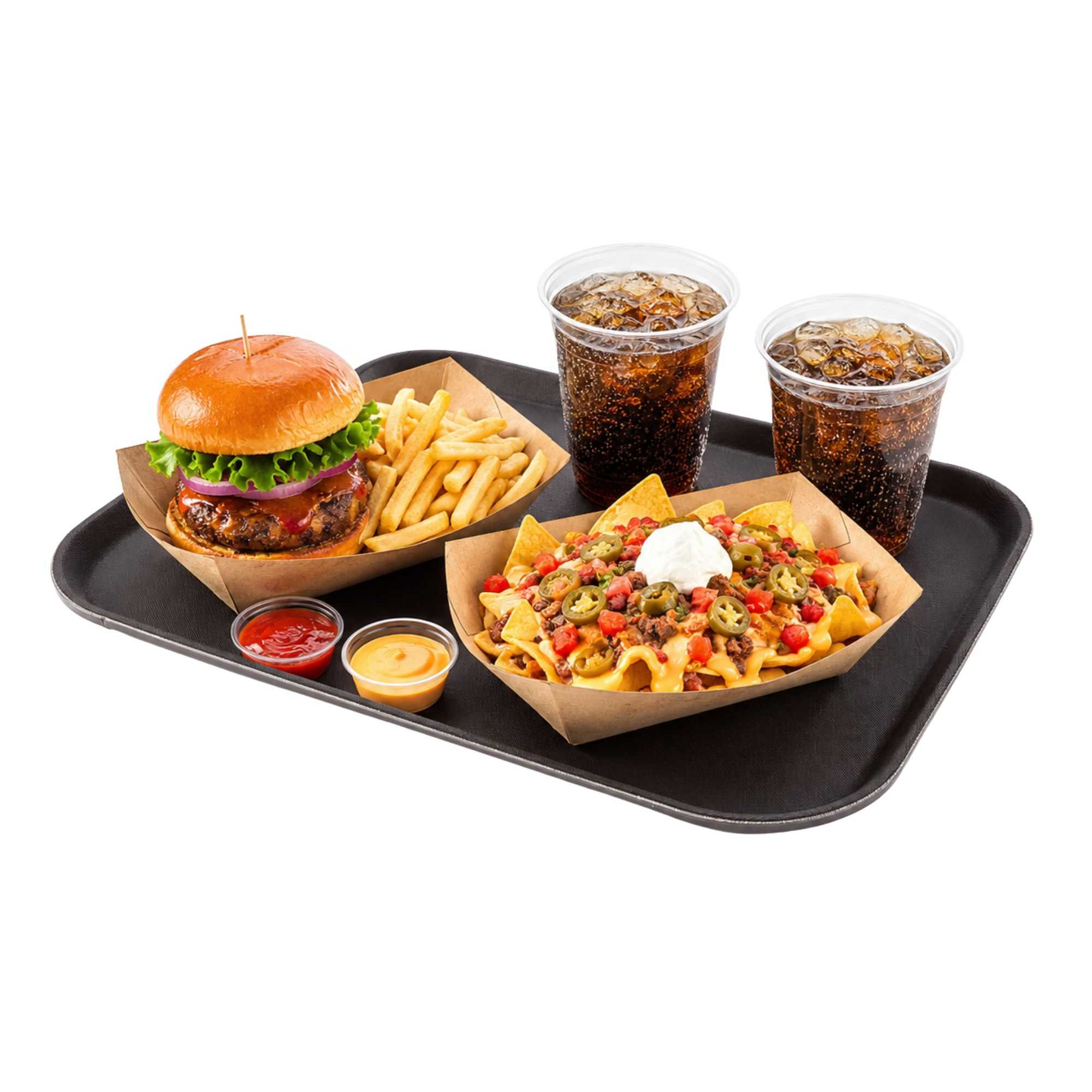 Bar Lux Rectangle Black Plastic Serving Tray - Non-Slip - 18" x 14" - 1 count box