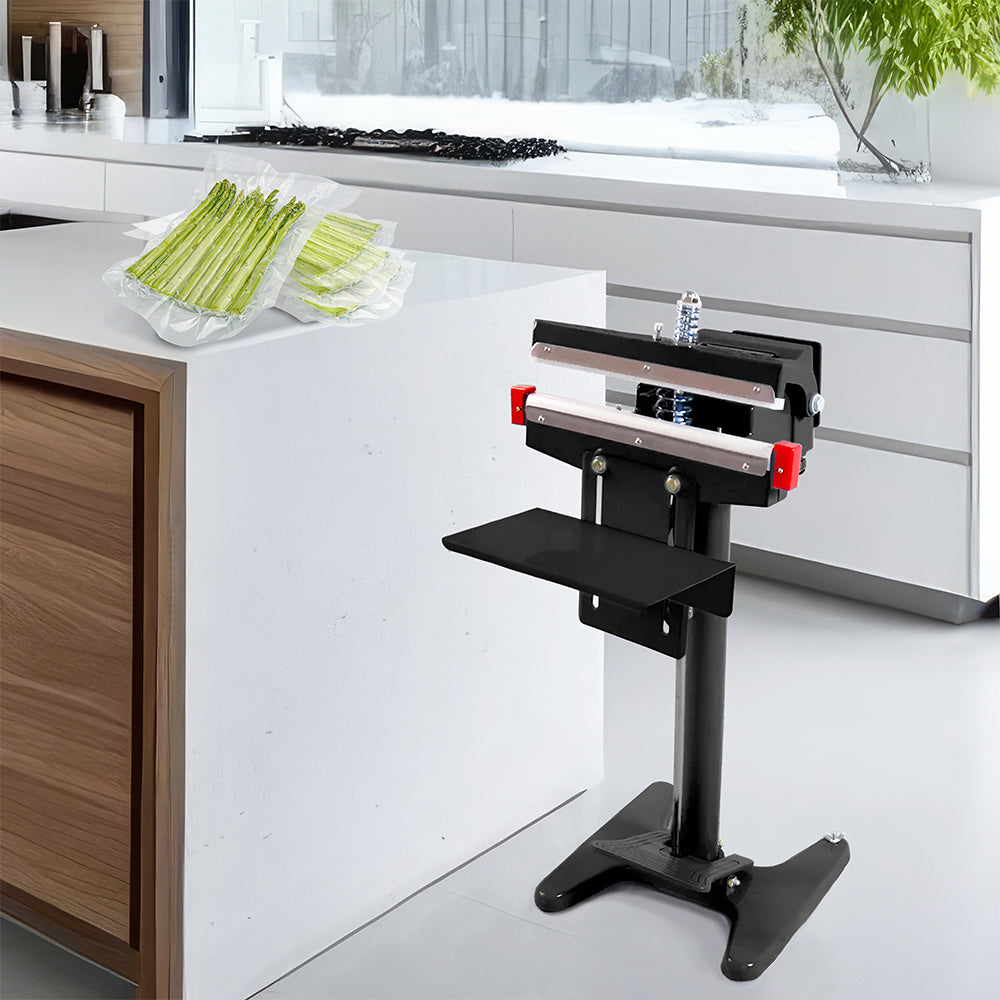 Fresh Hero Black Aluminum Pedal Impulse Sealer - Industrial Grade, Food Safe - 17 3/4" x 21 1/4" x 35" - 1 count box