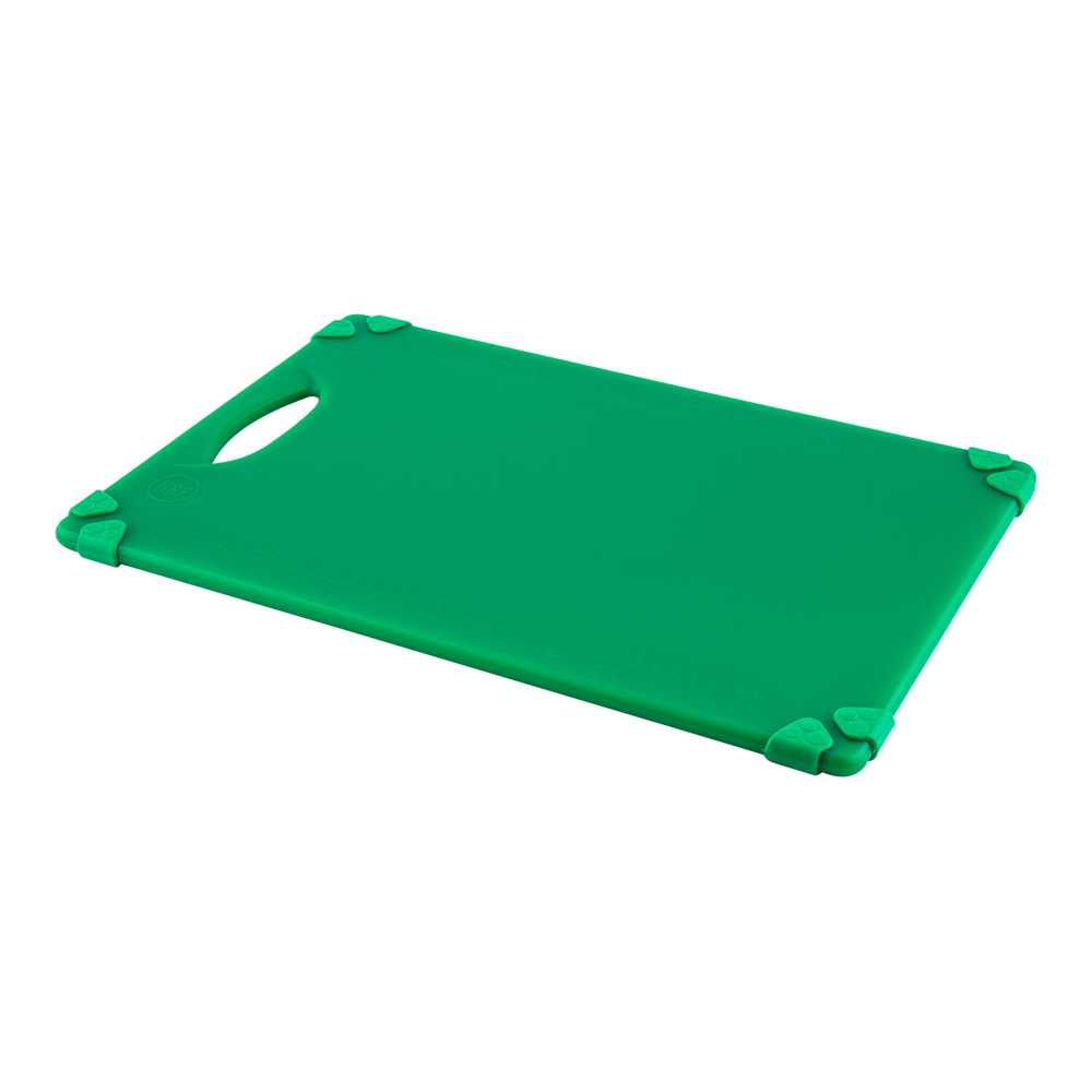 Sure Grip Green Plastic Cutting Board - Non-Slip, Measurement Markers, Carrying Handle - 12" x 18" - 6 count box