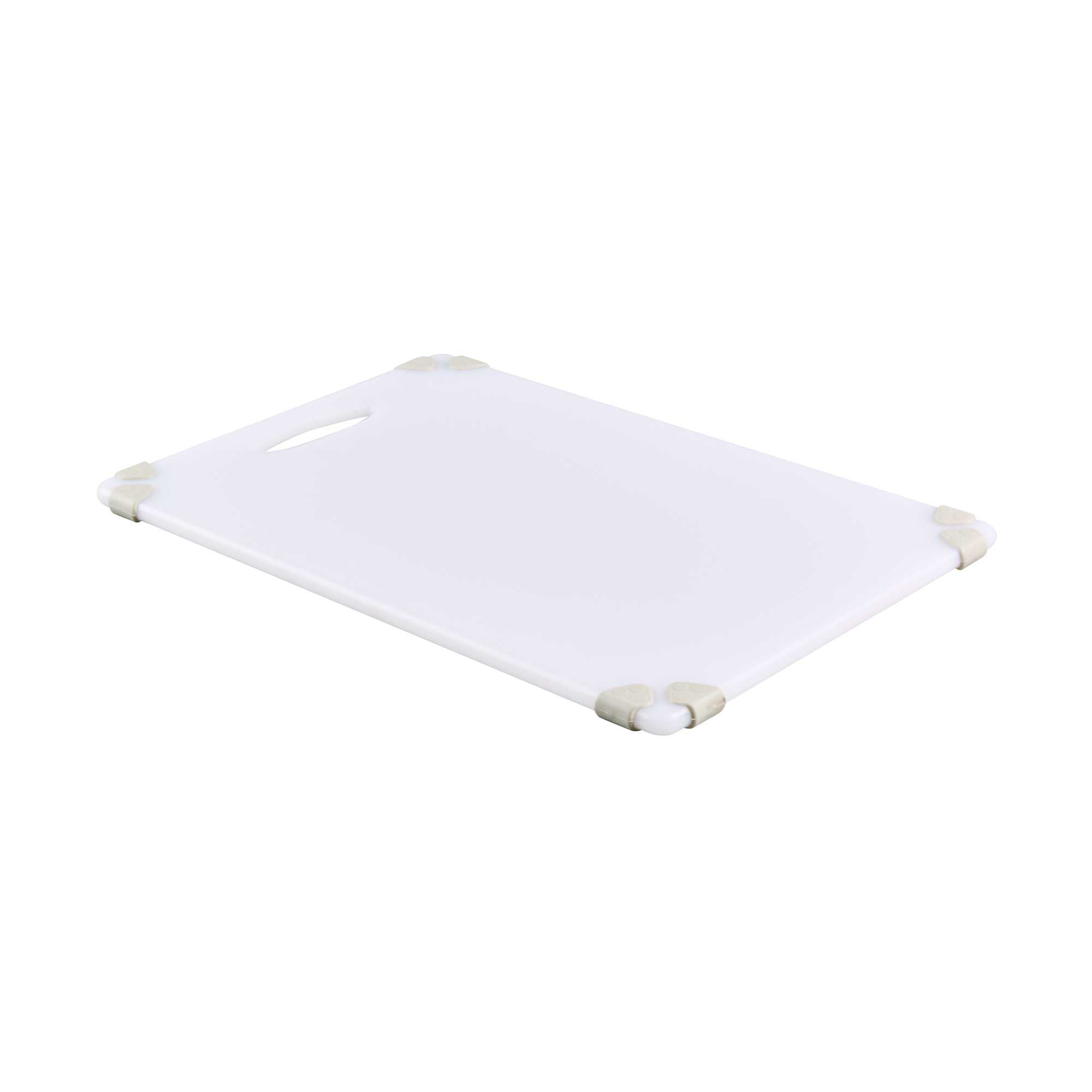 Sure Grip White Plastic Cutting Board - Non-Slip, Measurement Markers, Carrying Handle - 12" x 18" - 1 count box