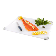 Sure Grip White Plastic Cutting Board - Non-Slip, Measurement Markers, Carrying Handle - 18