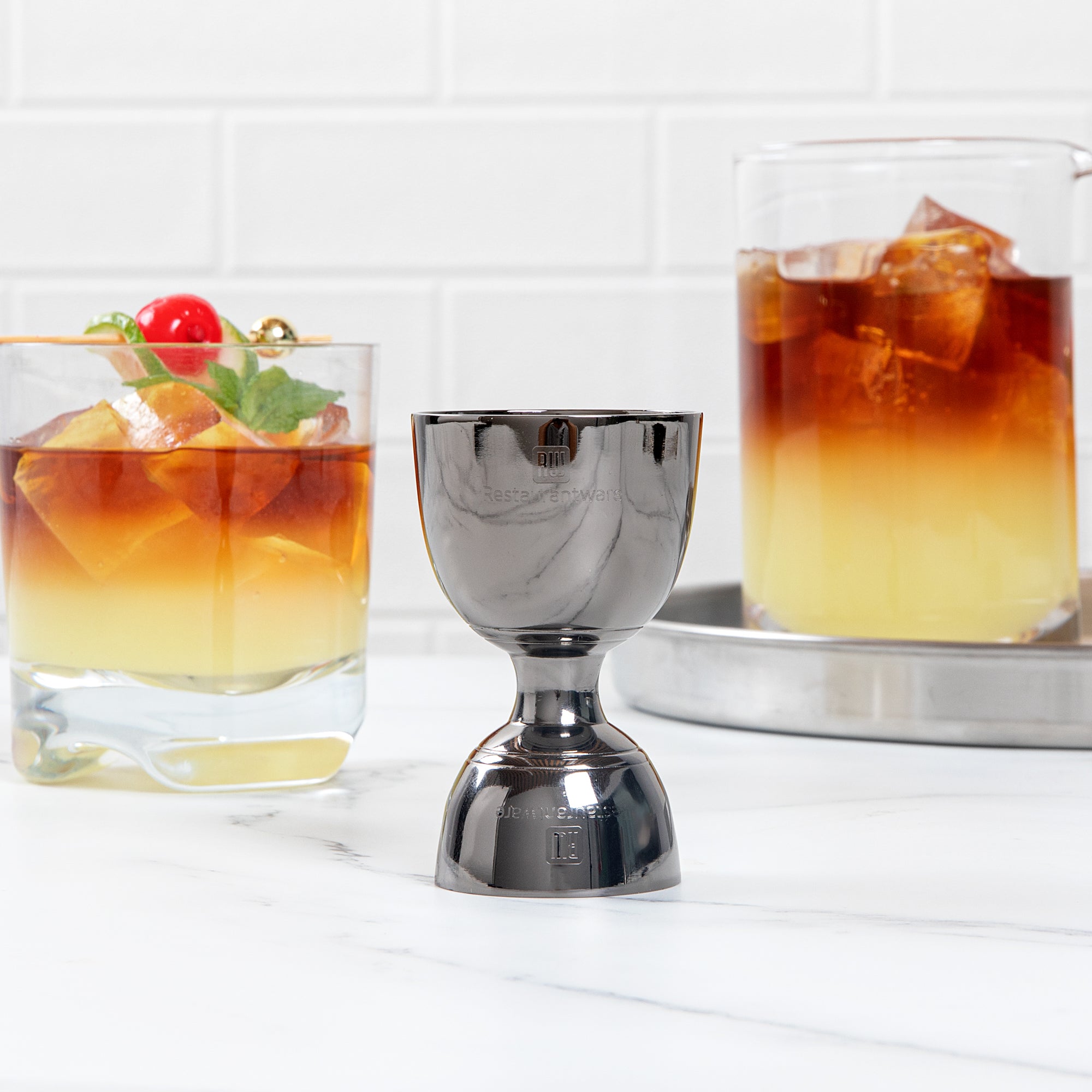 Bar Lux 1 oz / 2 oz Black-Plated Stainless Steel Jigger - Negroni - 1 count box