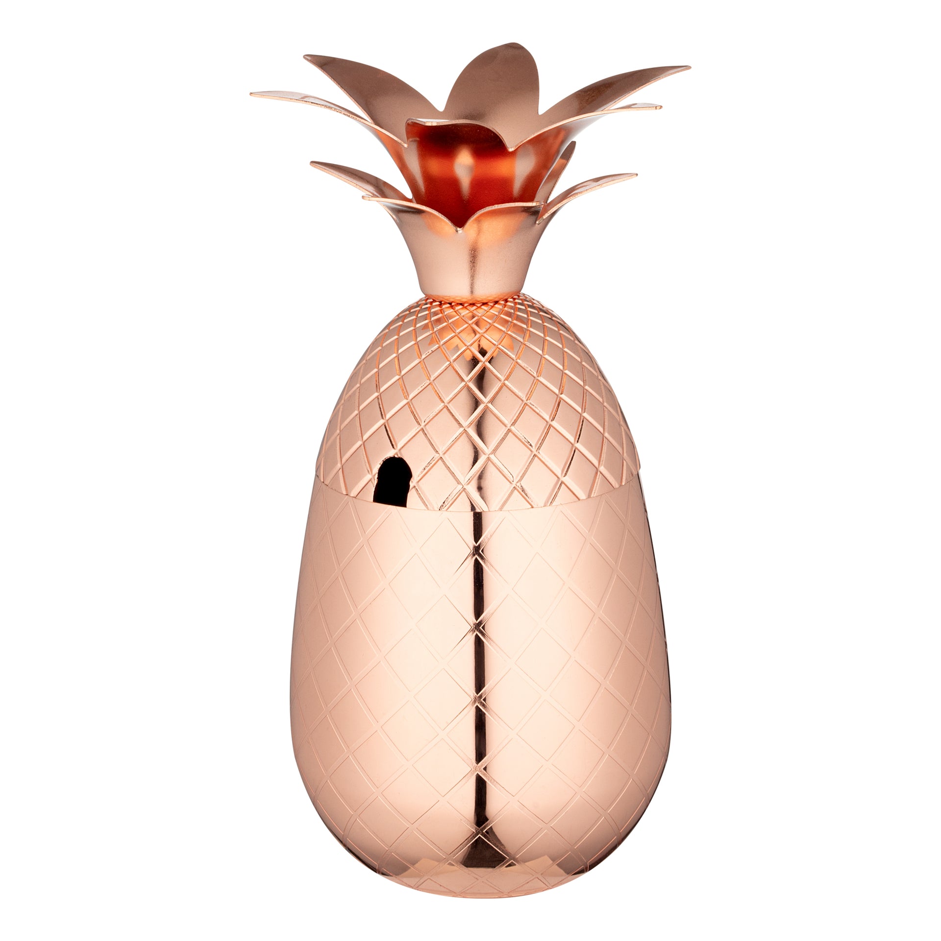 Bar Lux 16 oz Copper-Plated Stainless Steel Pineapple Tumbler - 3 1/2" x 3 1/2" x 7 1/2" - 1 count box